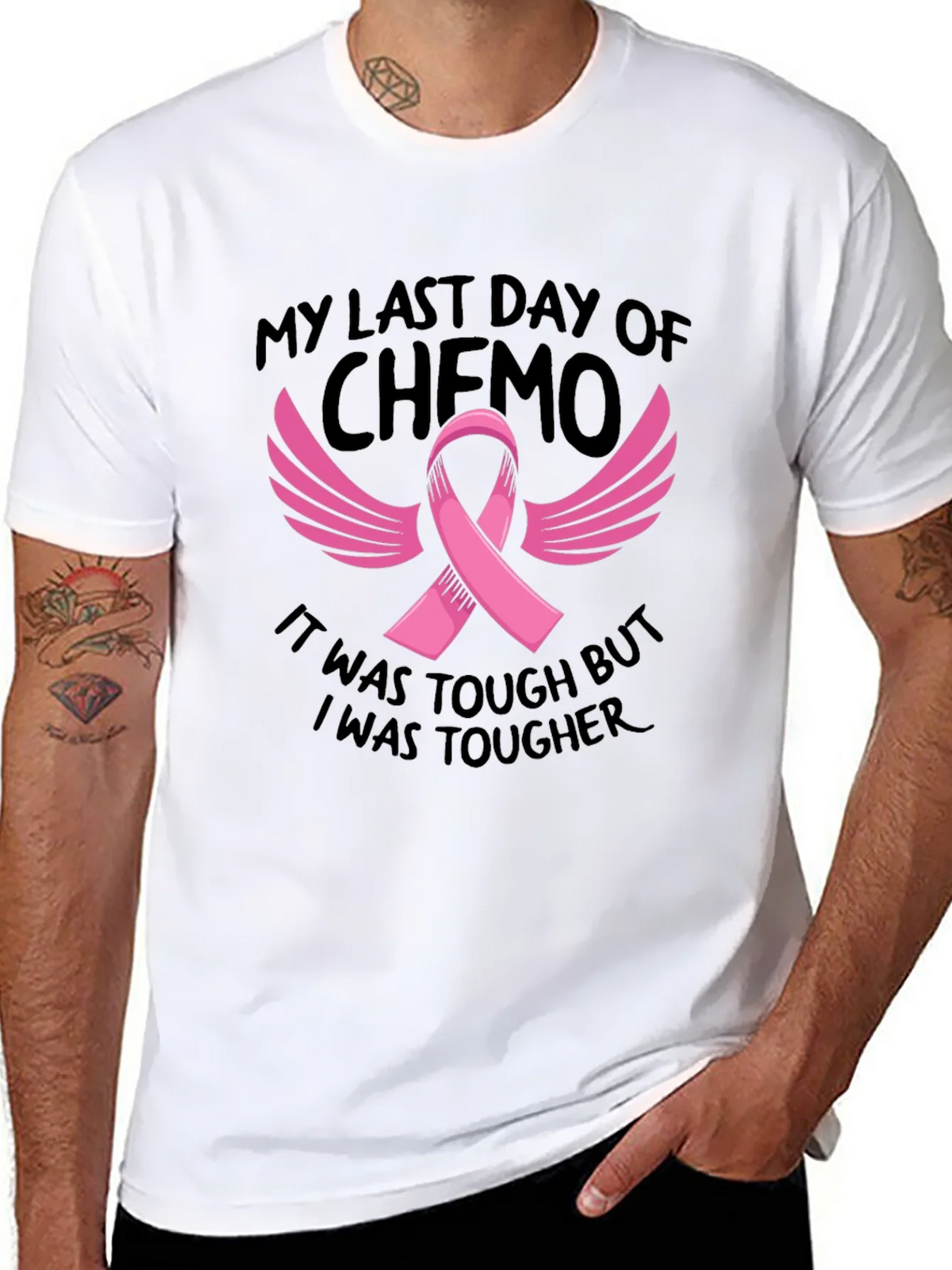My Last Day of Chemo T-Shirt Cancer Awareness Ribbon Tee product image 7