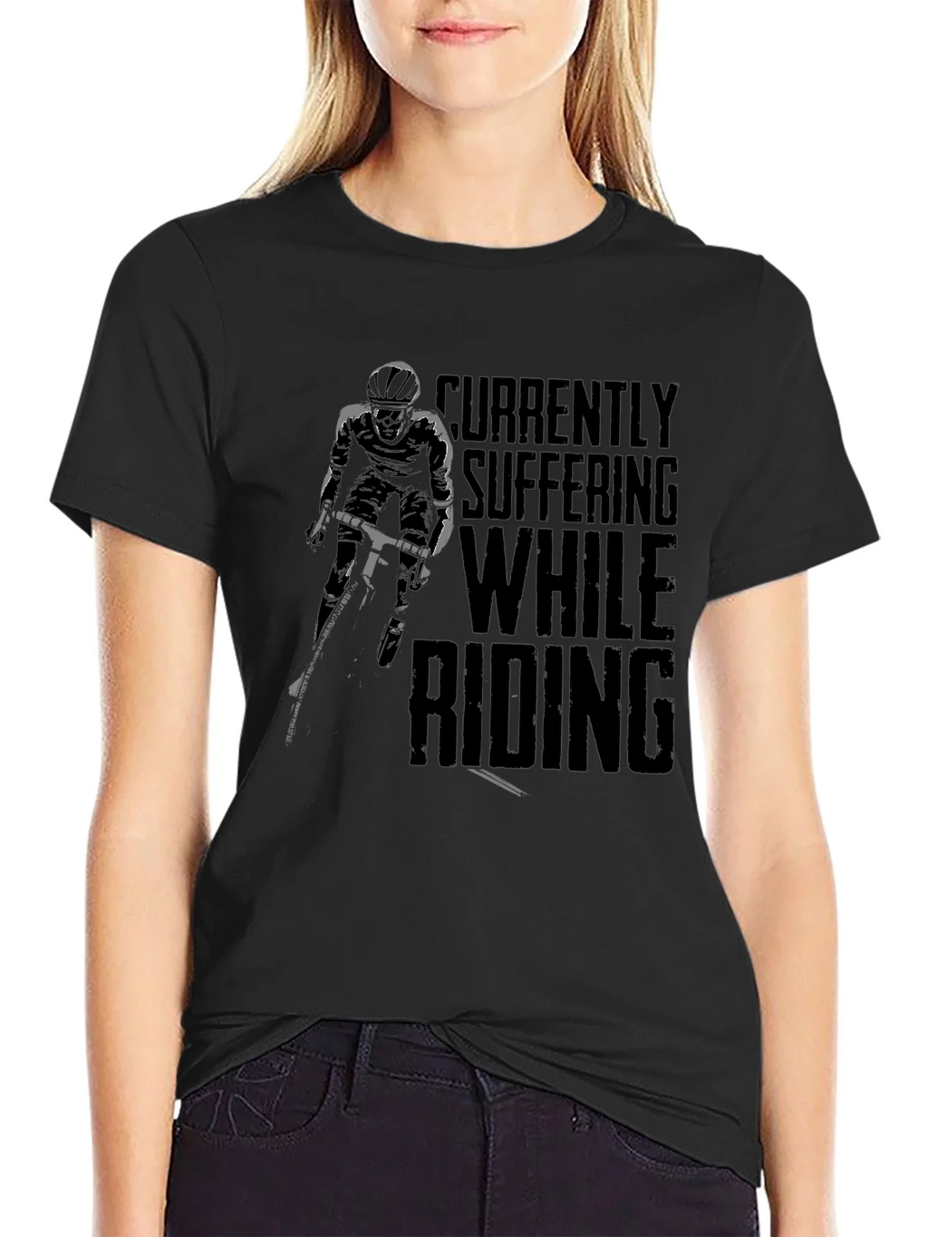 Currently Suffering While Riding Black Graphic Tee product image 1