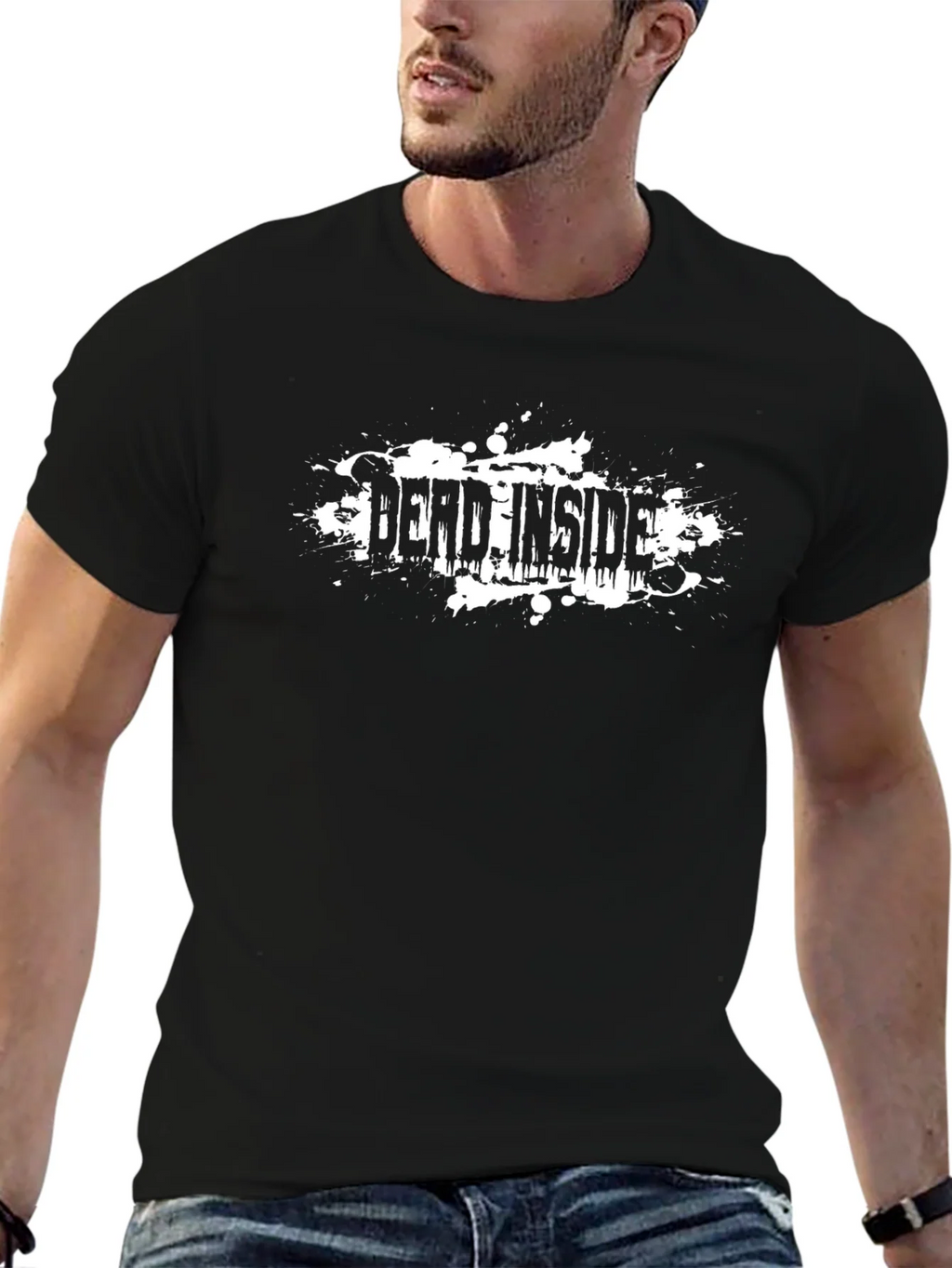 Dead Inside Black T-Shirt Grunge Design product image 6