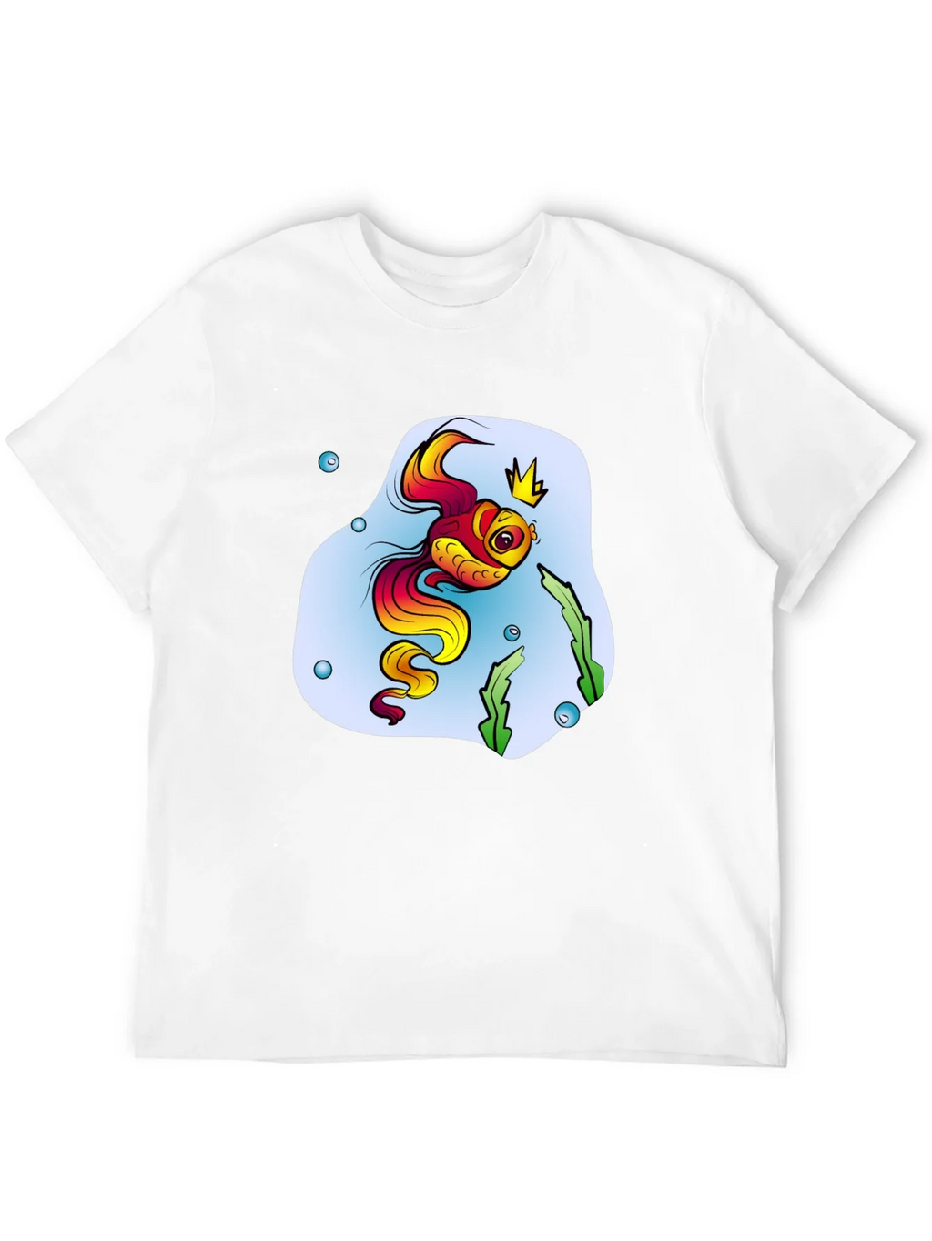 Cartoon Fish King Mens Black T-Shirt product image 11