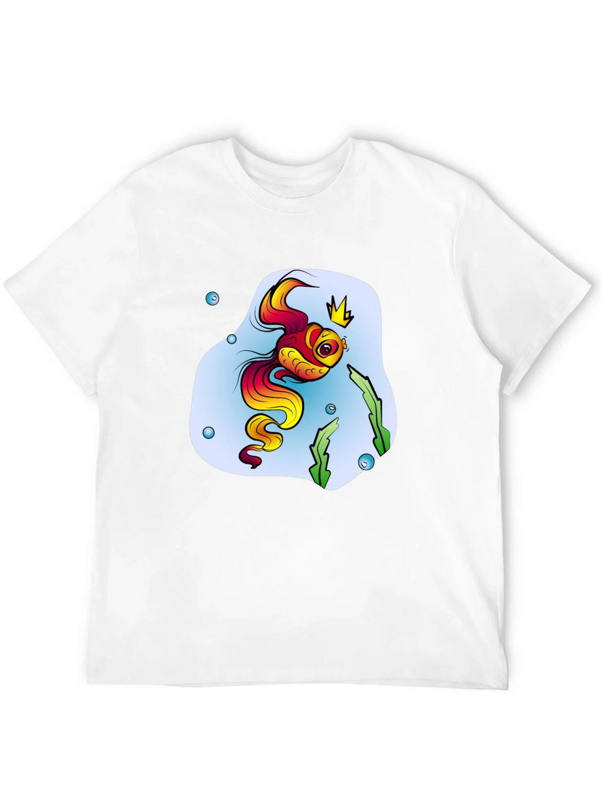 Cartoon Fish King Mens Black T-Shirt product image 11