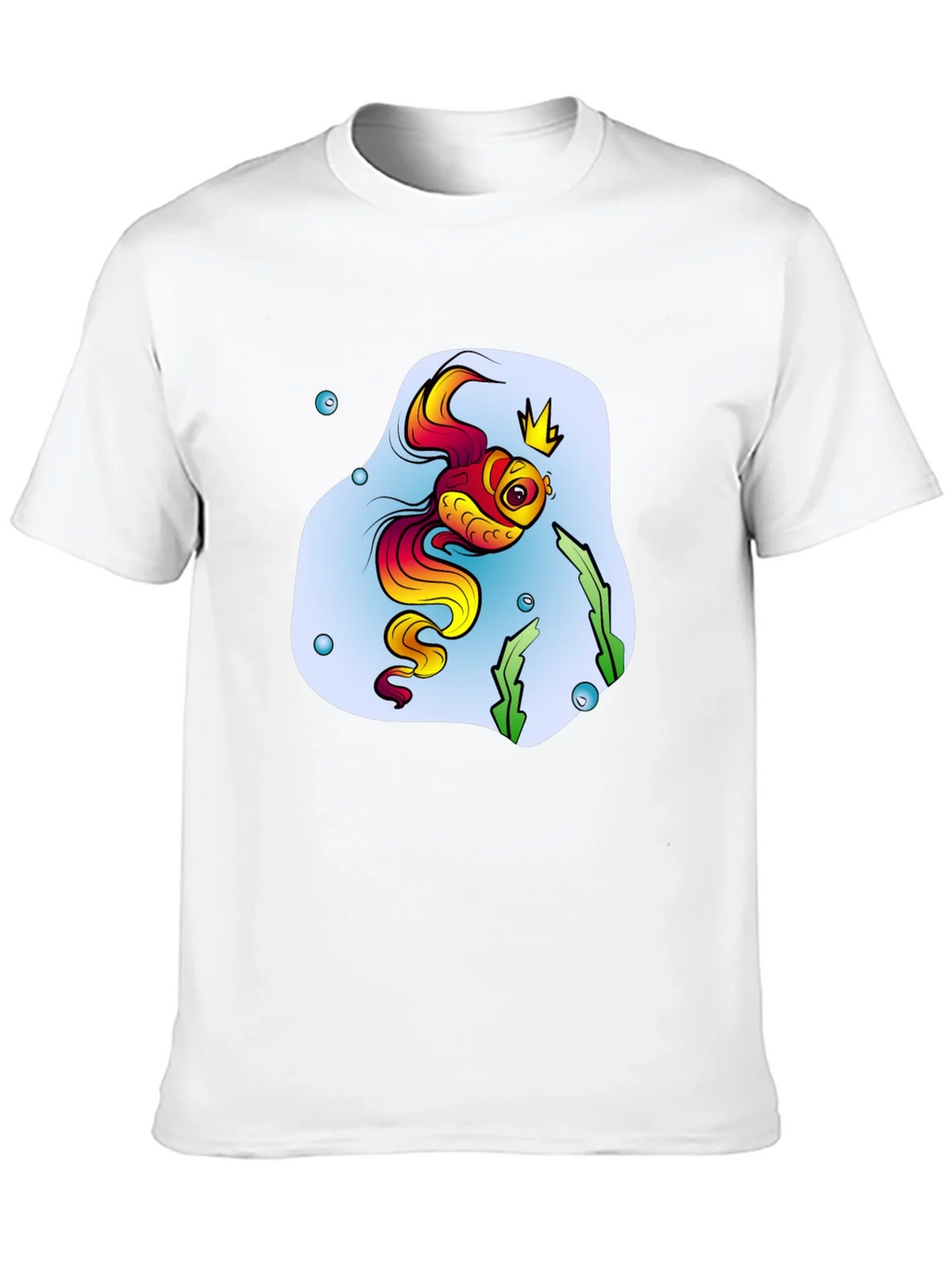 Cartoon Fish King Mens Black T-Shirt product image 9