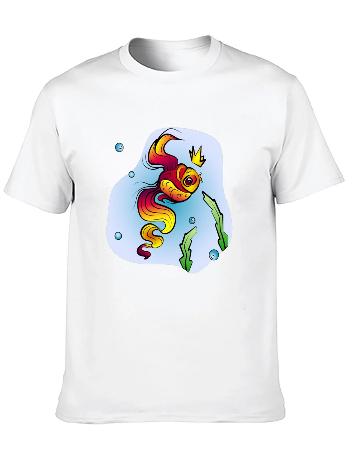 Cartoon Fish King Mens Black T-Shirt product image 9