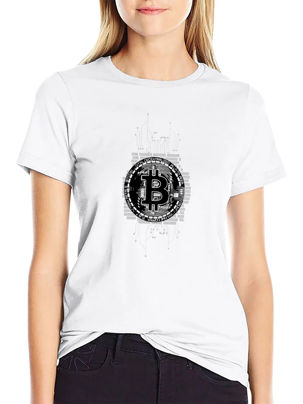Bitcoin Digital Code Graphic Black T-Shirt product image 8