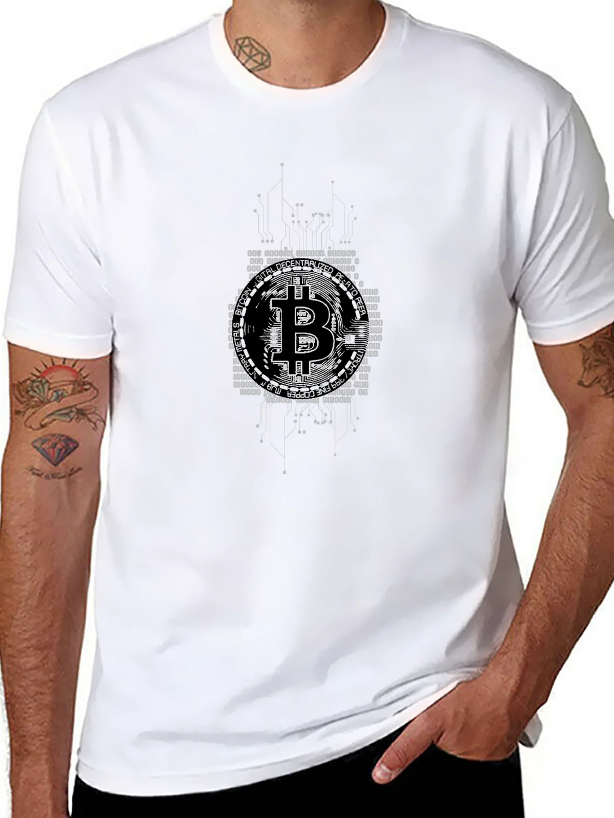 Bitcoin Digital Code Graphic Black T-Shirt product image 7