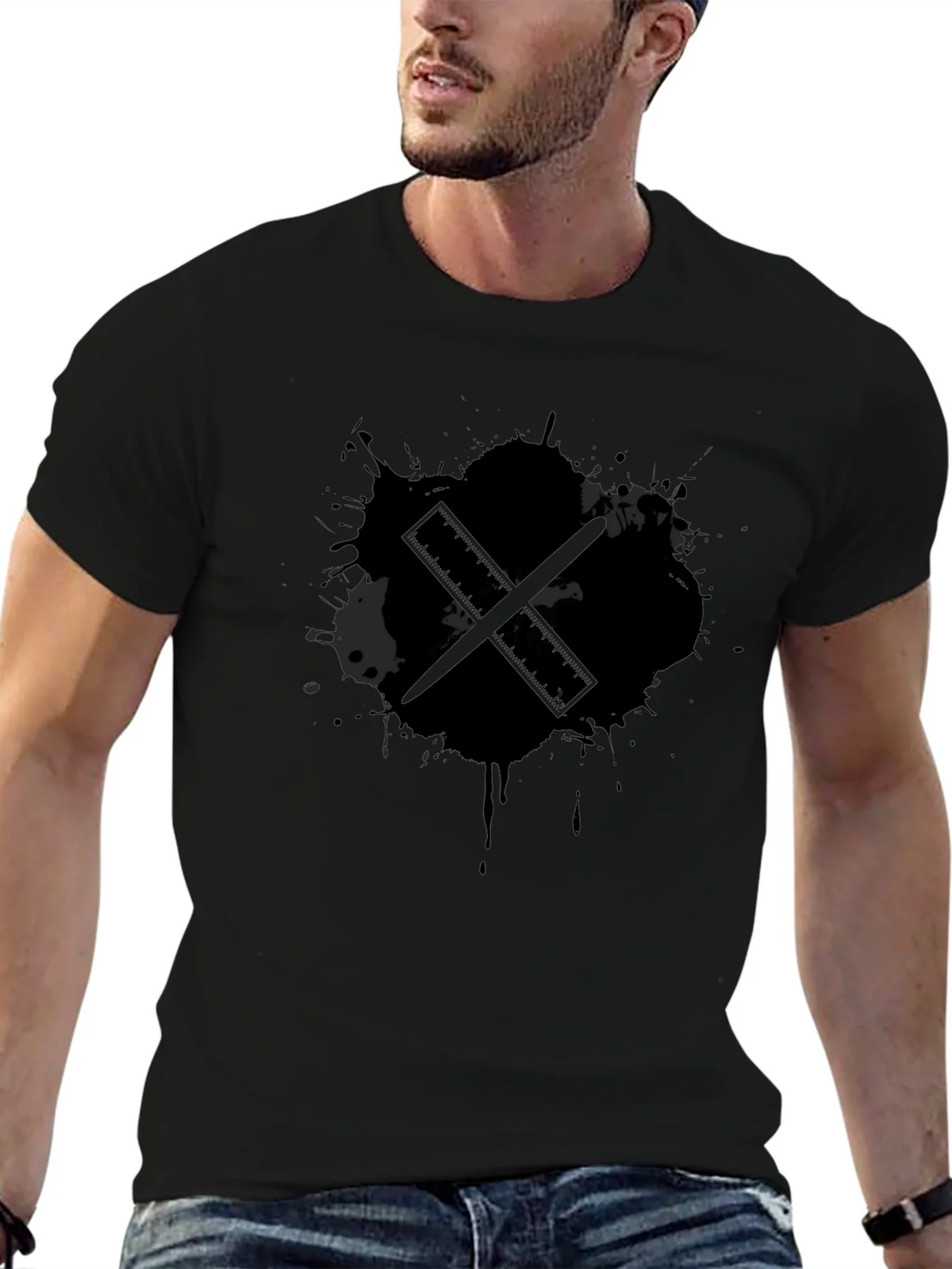 Black Ink Drum Sticks Graphic Tee product image 6