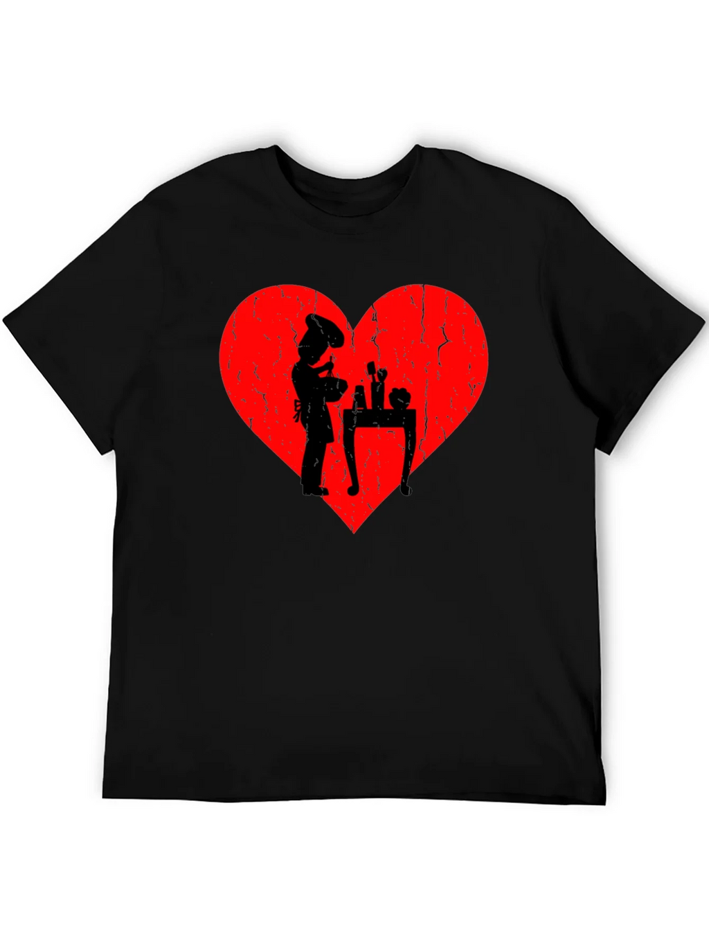 Chef Heart T-Shirt - I Love Cooking - Black Cotton Tee product image 5