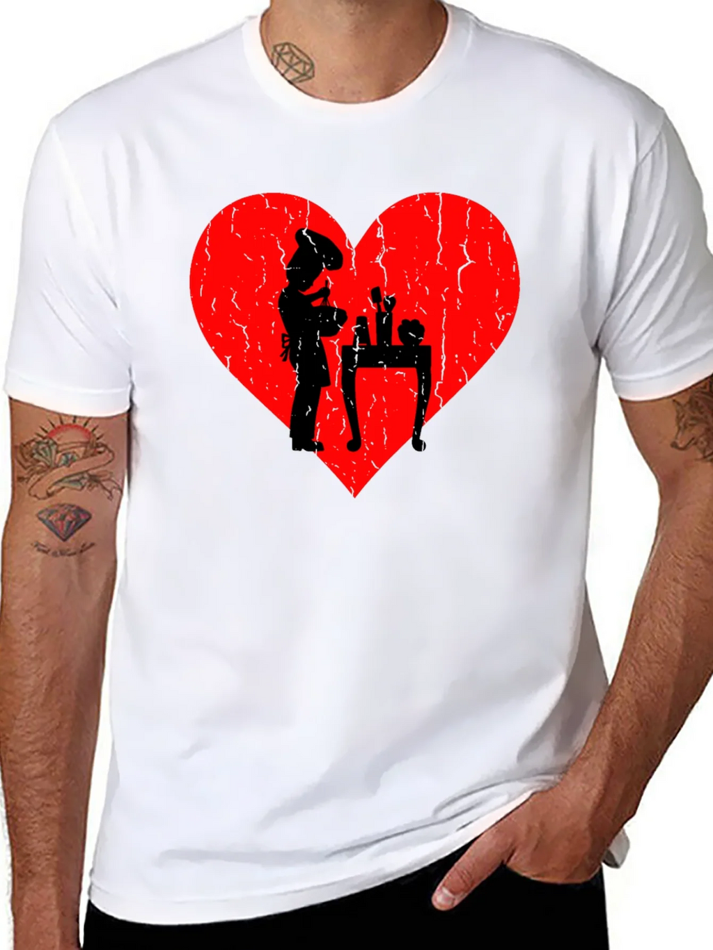Chef Heart T-Shirt - I Love Cooking - Black Cotton Tee product image 7