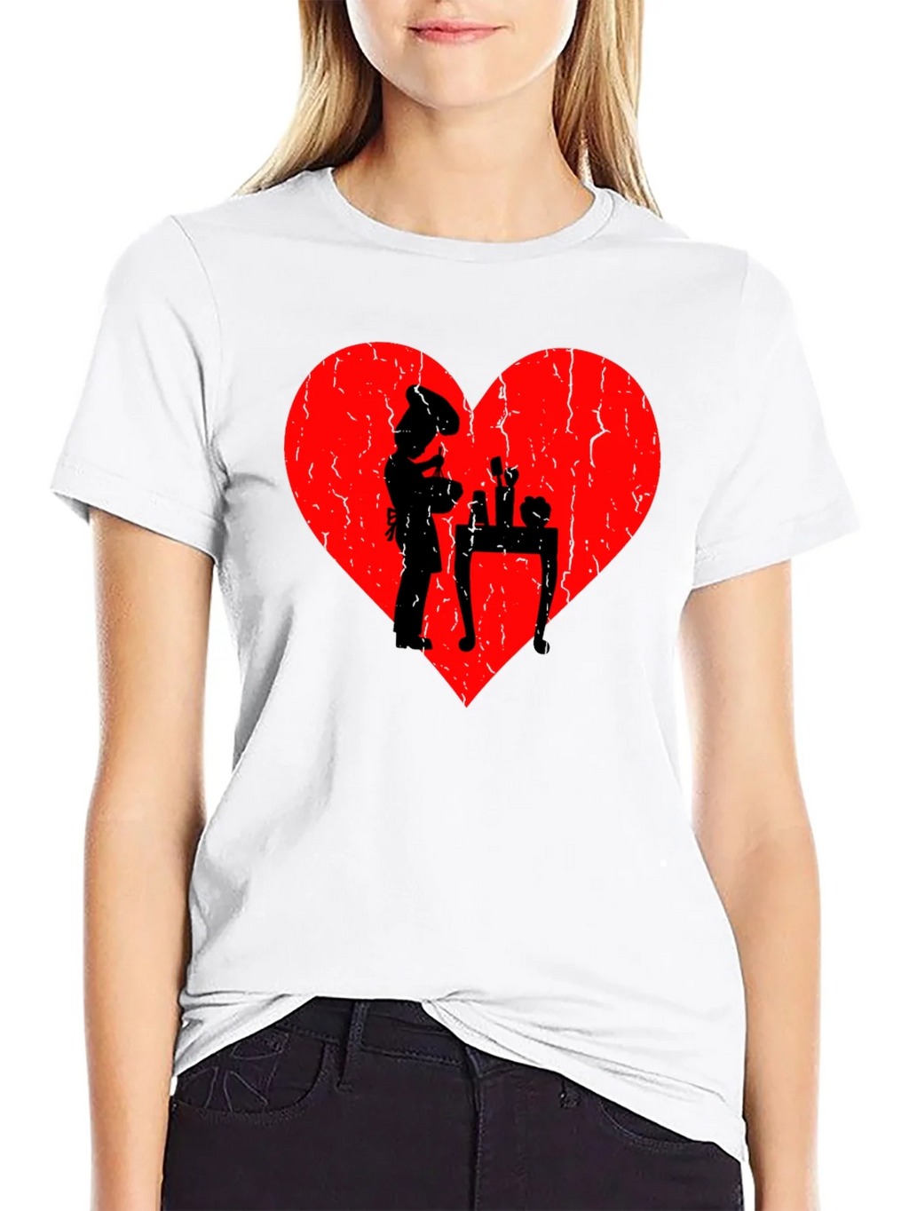 Chef Heart T-Shirt - I Love Cooking - Black Cotton Tee product image 8