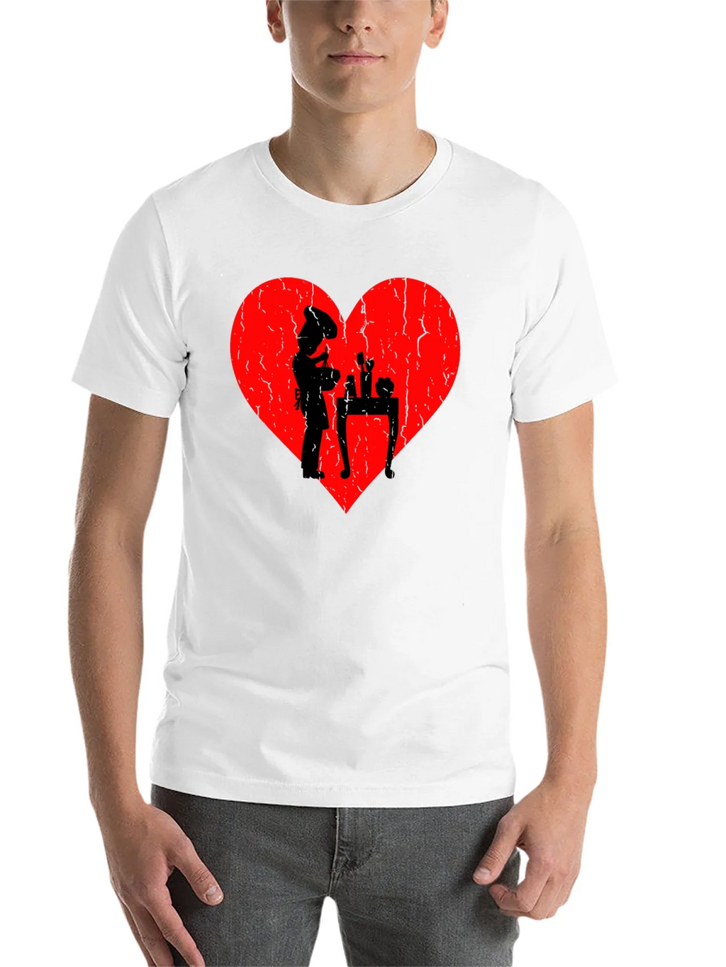Chef Heart T-Shirt - I Love Cooking - Black Cotton Tee product image 10