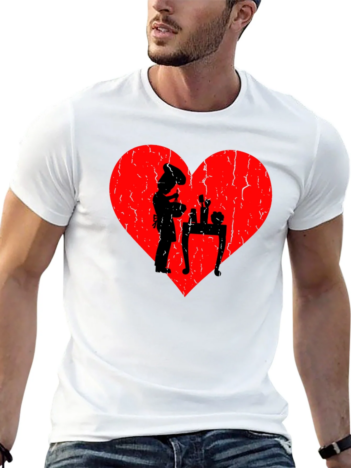 Chef Heart T-Shirt - I Love Cooking - Black Cotton Tee product image 12