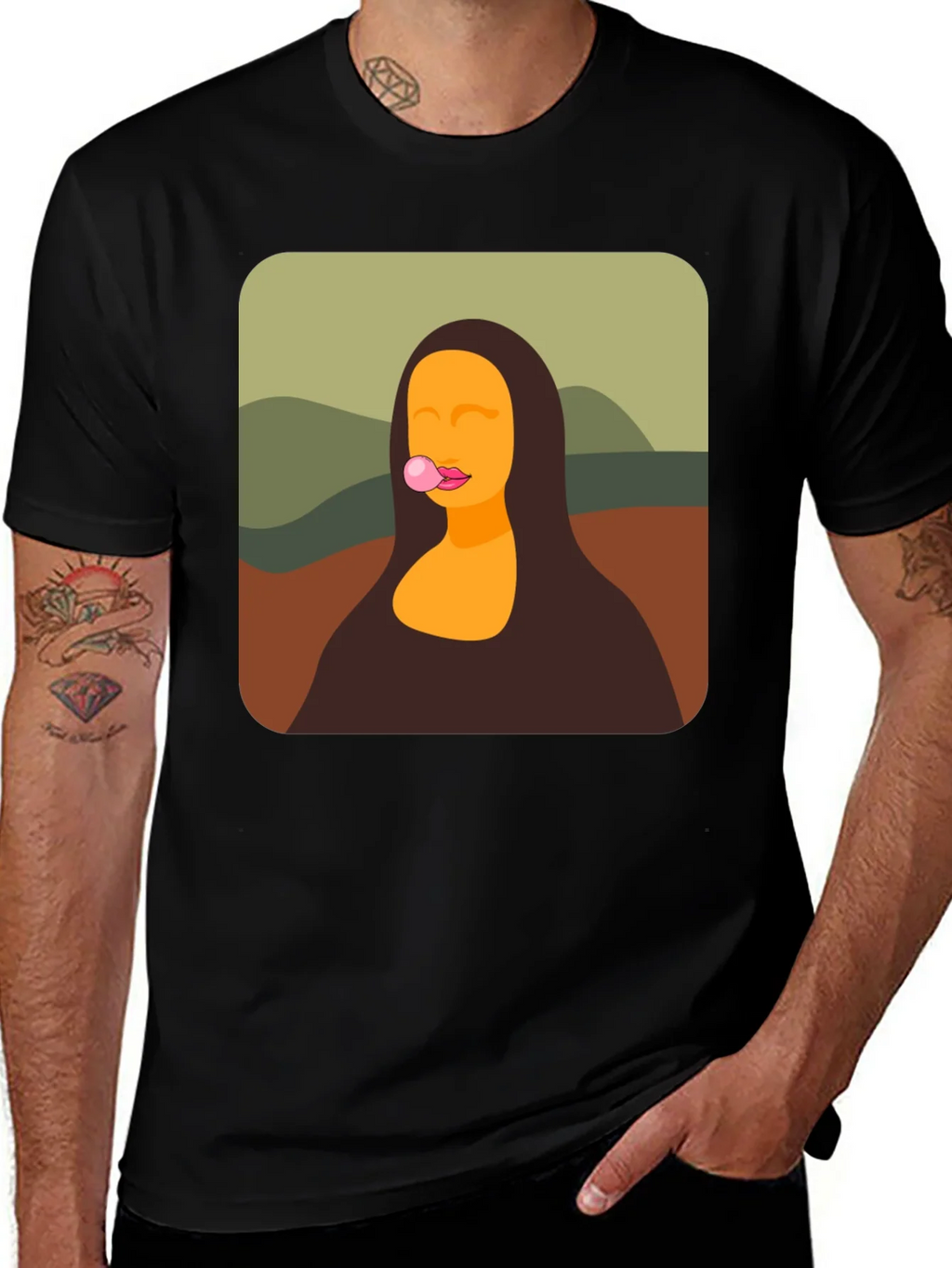 Mona Lisa Bubble Gum Black T-Shirt product image 1