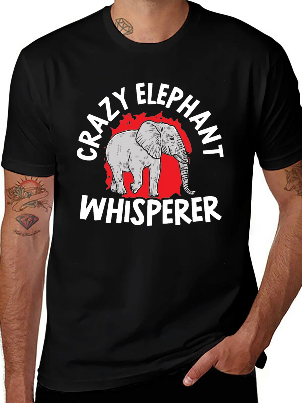 Crazy Elephant Whisperer Black Graphic T-Shirt product image 1