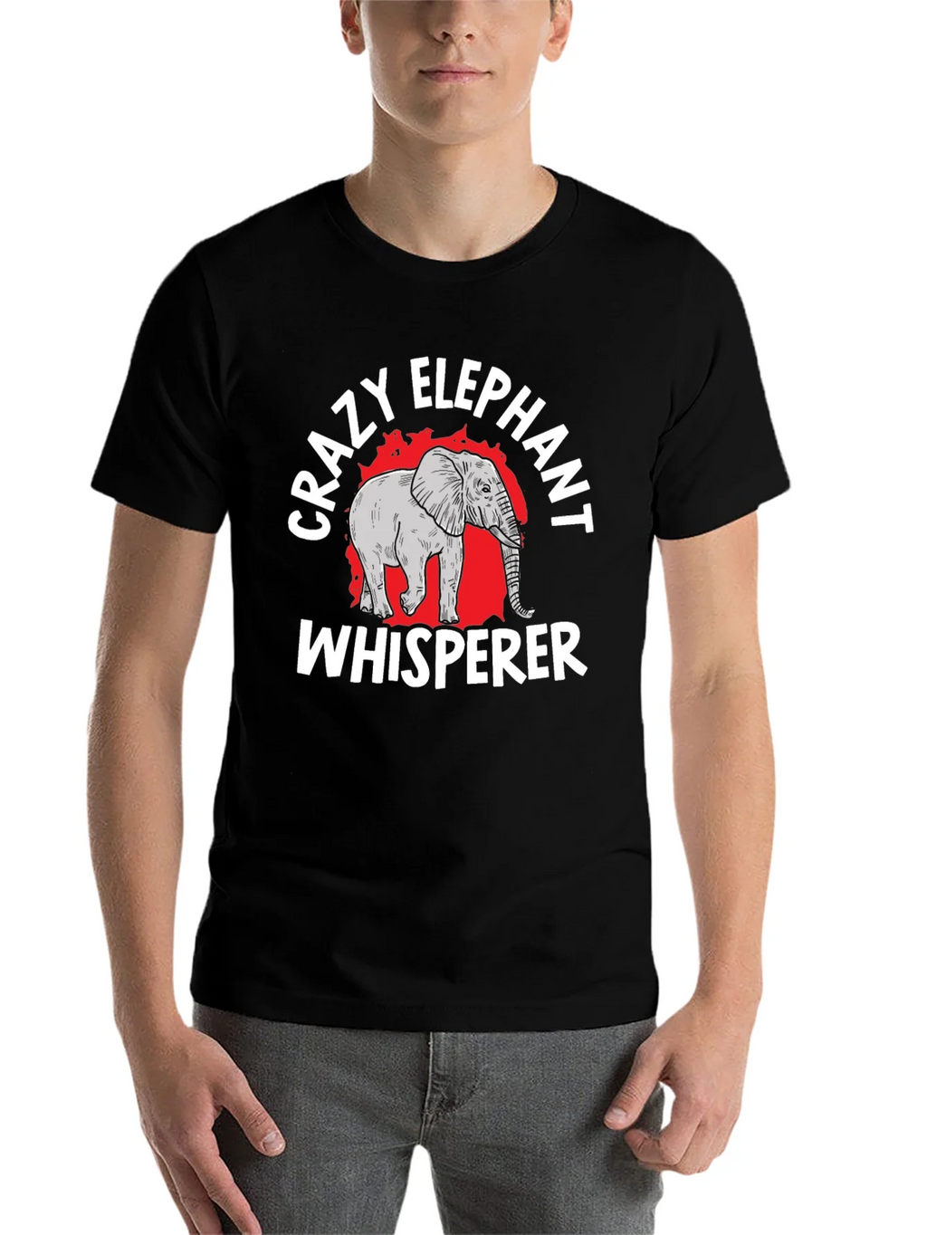 Crazy Elephant Whisperer Black Graphic T-Shirt product image 4