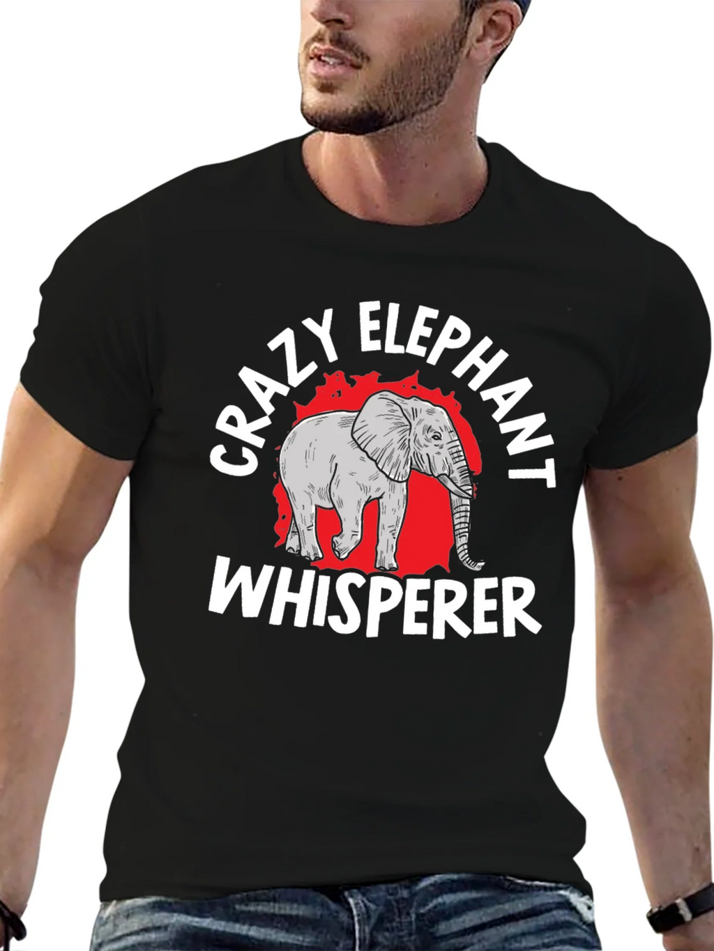 Crazy Elephant Whisperer Black Graphic T-Shirt product image 6