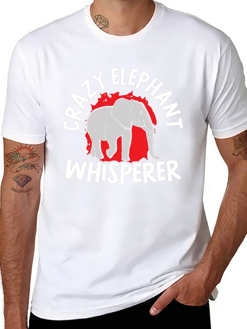 Crazy Elephant Whisperer Black Graphic T-Shirt product image 7