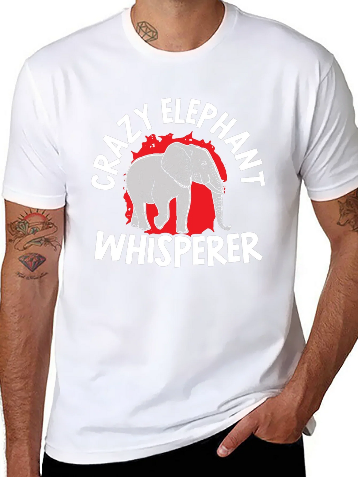 Crazy Elephant Whisperer Black Graphic T-Shirt product image 7