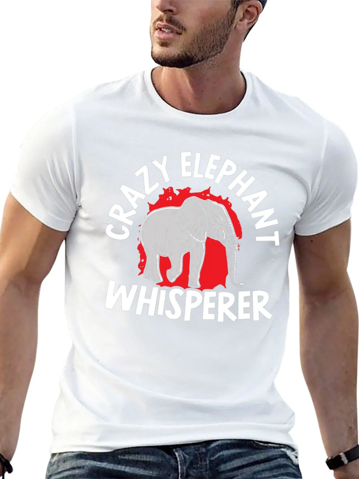 Crazy Elephant Whisperer Black Graphic T-Shirt product image 12