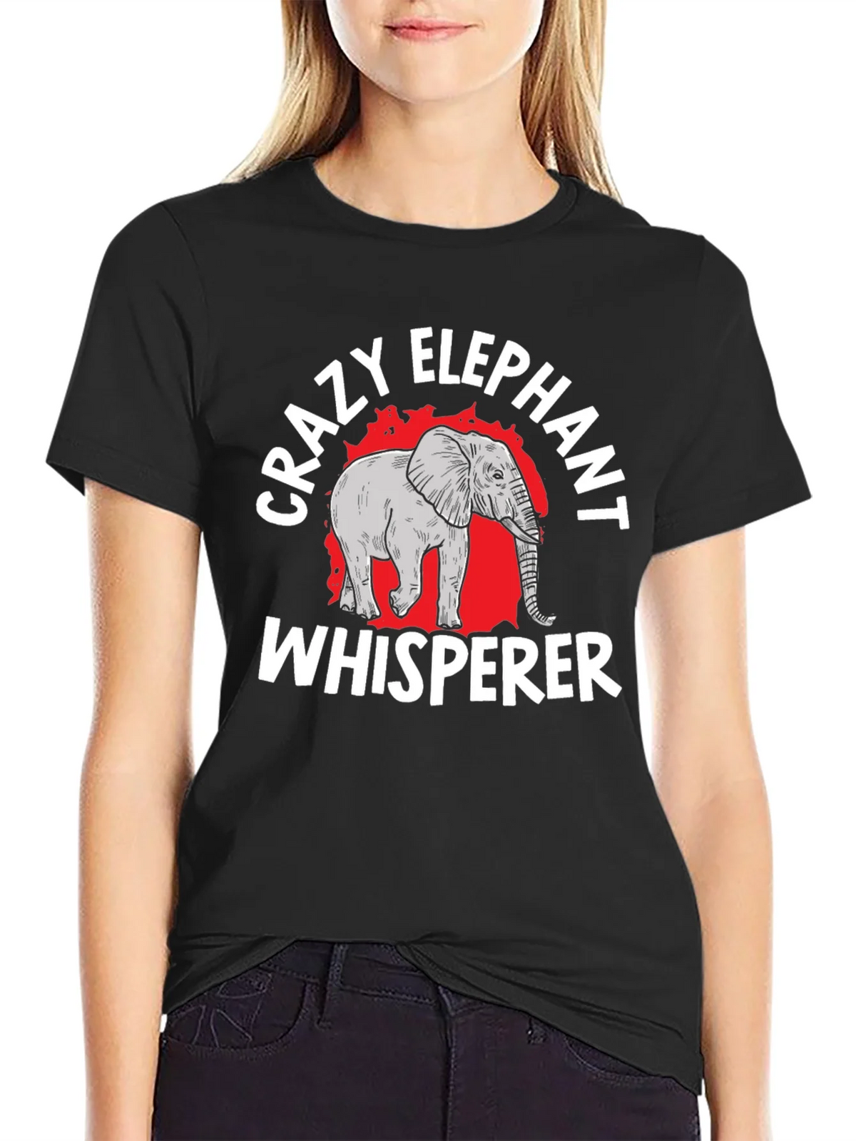 Crazy Elephant Whisperer Black Graphic T-Shirt product image 2