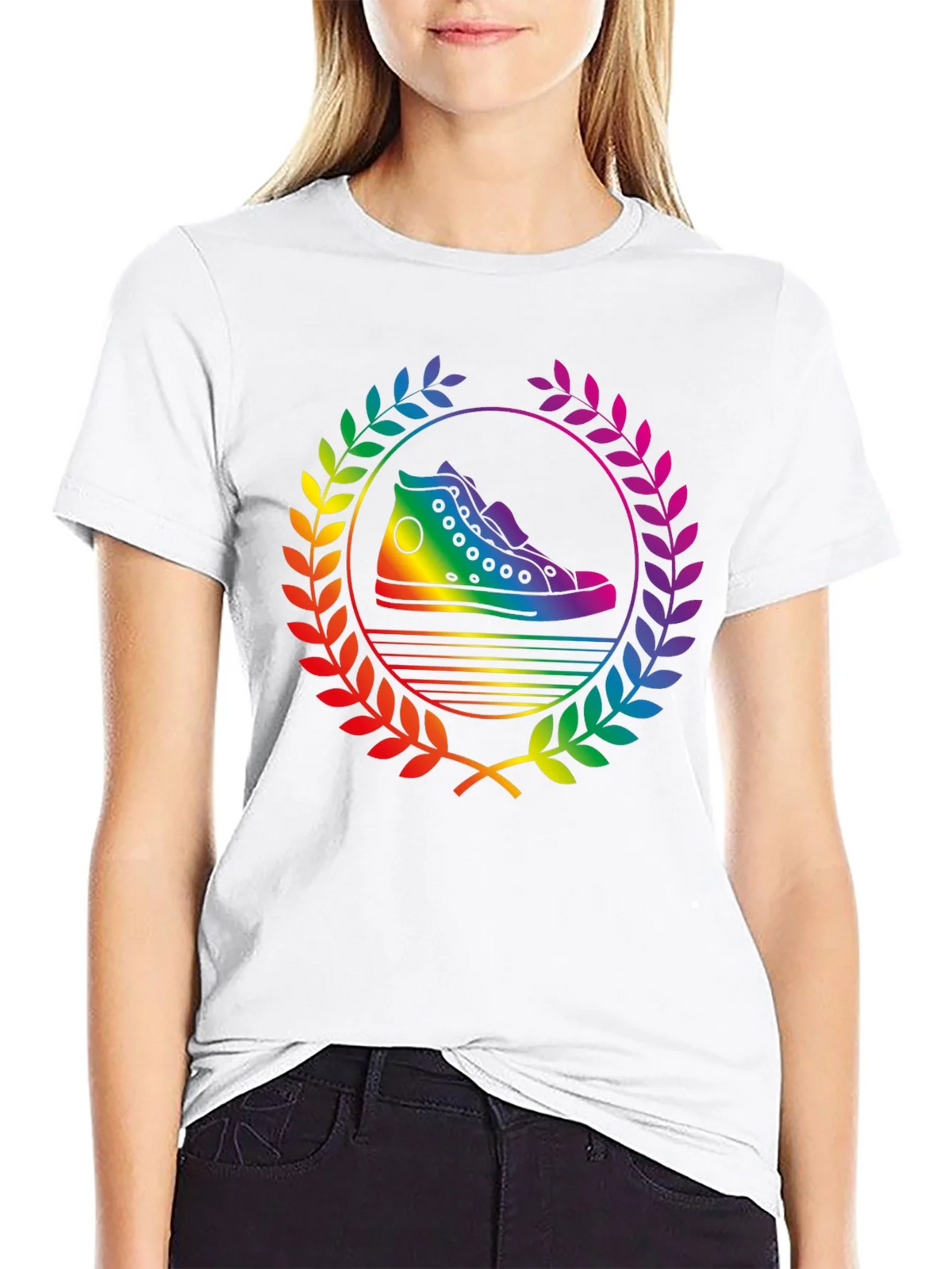 Rainbow Sneaker Laurel Wreath Black T-Shirt