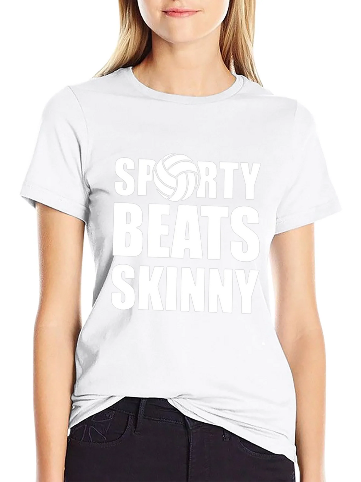 Sporty Beats Skinny Black Graphic T-Shirt product image 8