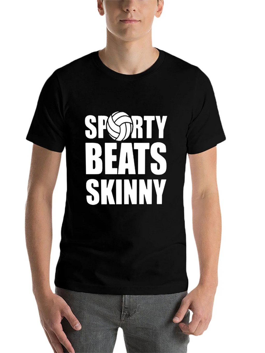 Sporty Beats Skinny Black Graphic T-Shirt product image 4
