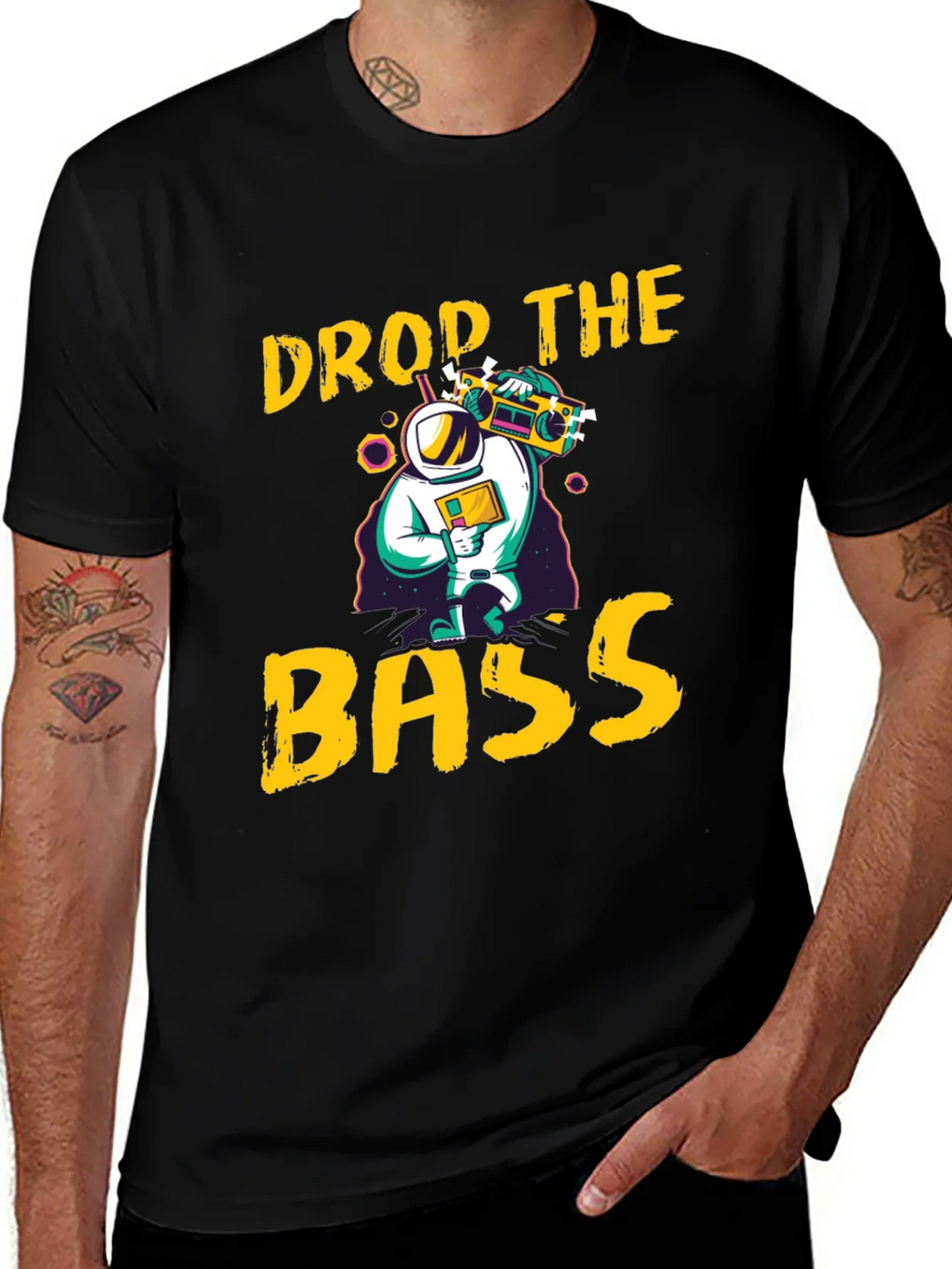 Drop The Bass Graphic Tee - Retro Astronaut Design product image 1