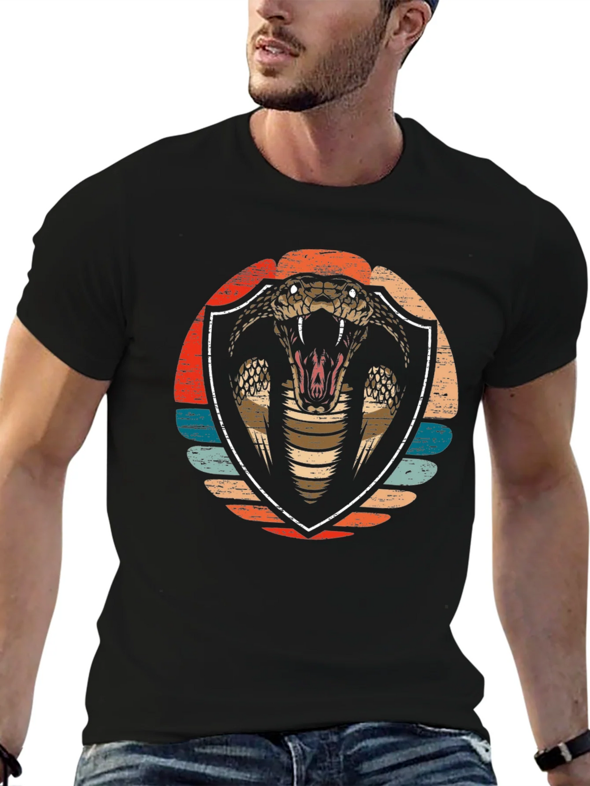 Cobra Graphic Tee - Retro Shield Design Soft Cotton product image 6