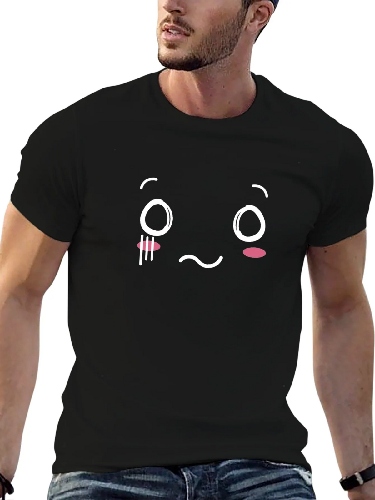 Sad Face Graphic T-Shirt - Black Cotton Blend product image 6