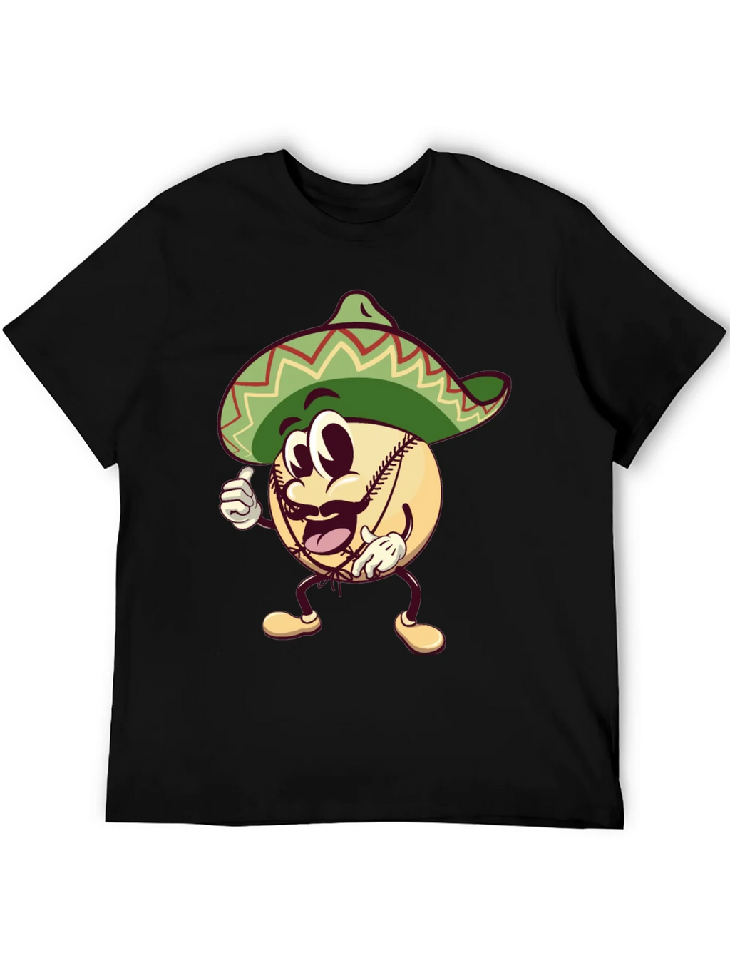 Baseball Man Sombrero Black T-Shirt product image 4