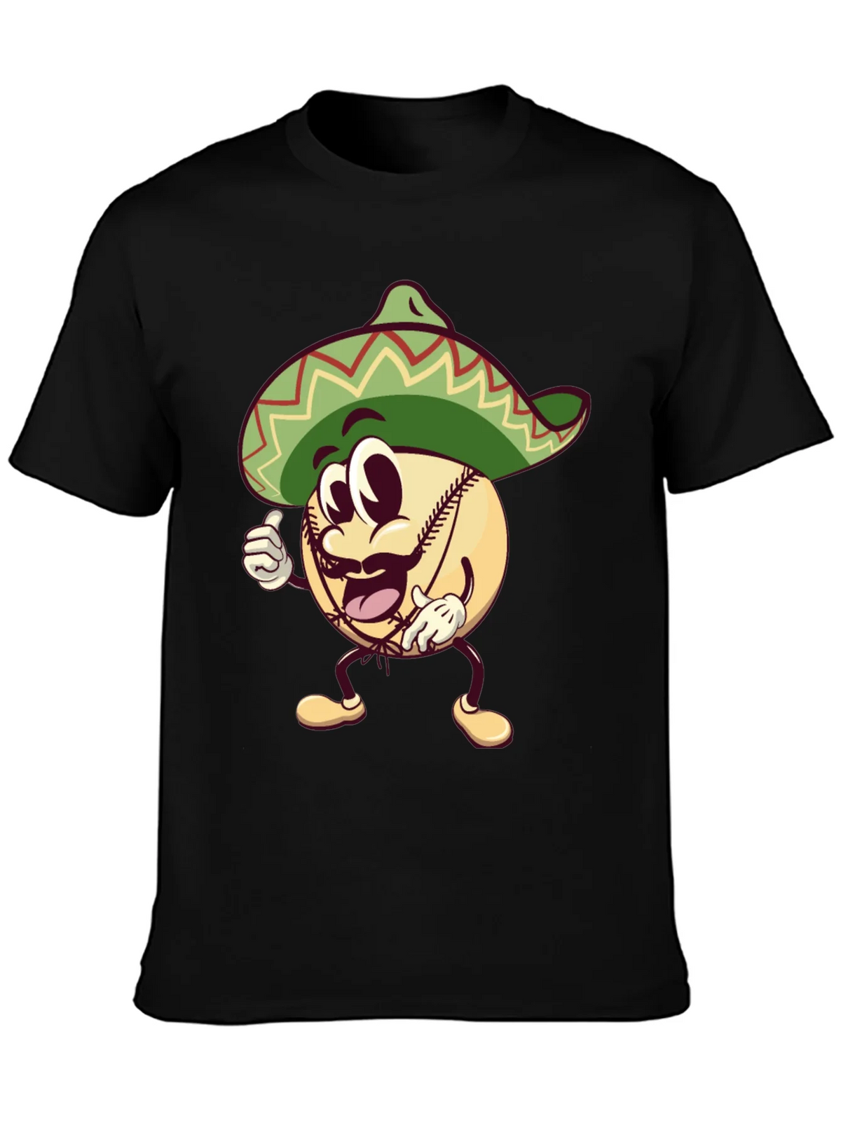 Baseball Man Sombrero Black T-Shirt product image 3