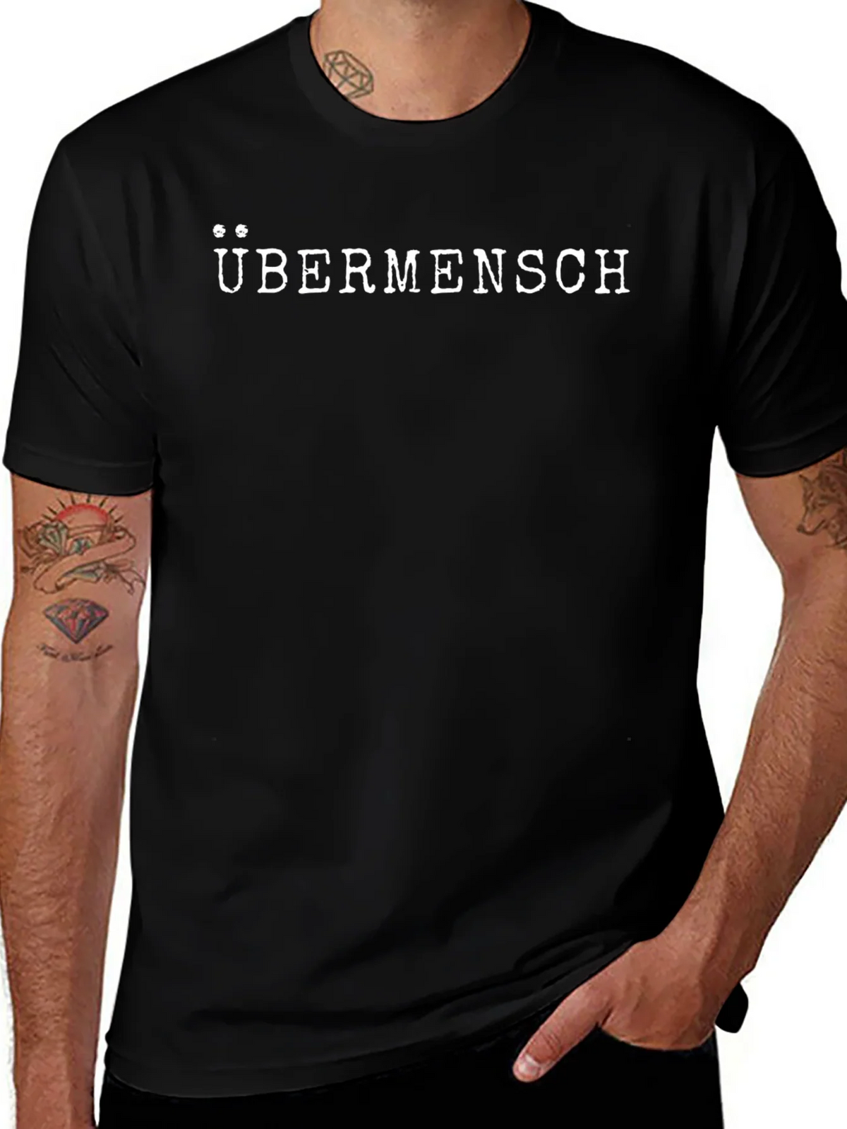 Übermensch Graphic Tee - Black Cotton T-Shirt product image 1