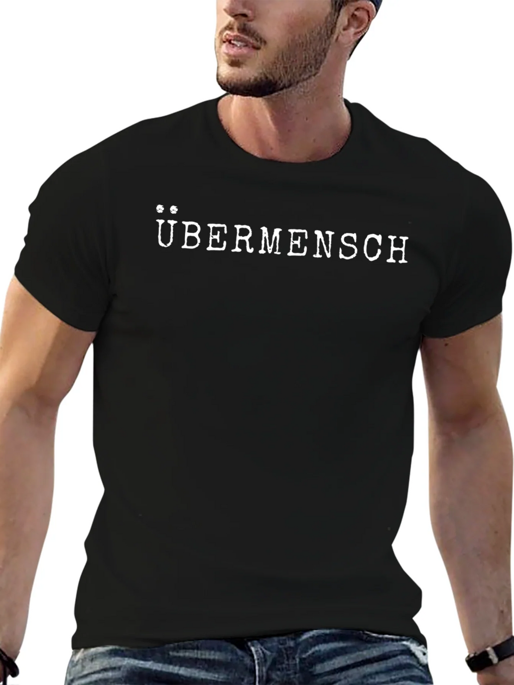 Übermensch Graphic Tee - Black Cotton T-Shirt product image 6