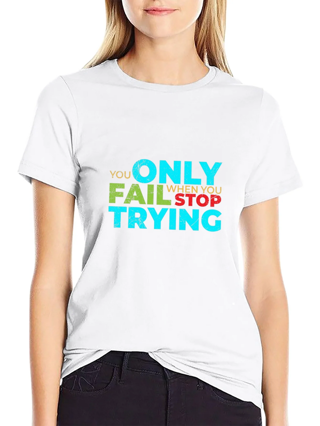 Motivational Graphic Tee - You Only Fail When Stop Trying product image 4