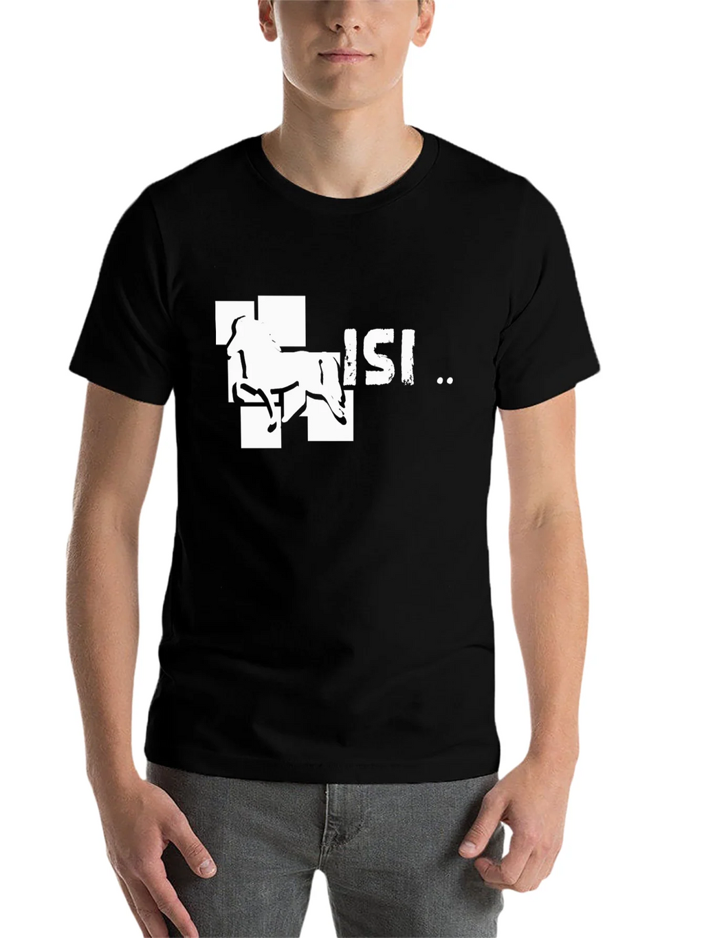 Horse Design Tee - Black Cotton Graphic T-Shirt product image 4