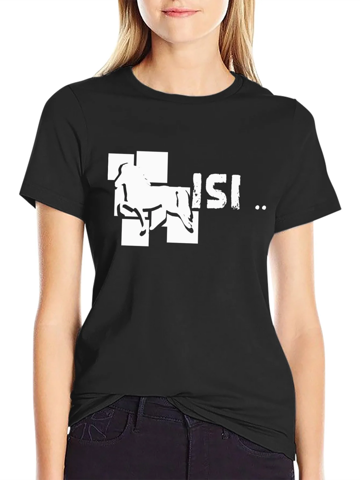 Horse Design Tee - Black Cotton Graphic T-Shirt product image 2