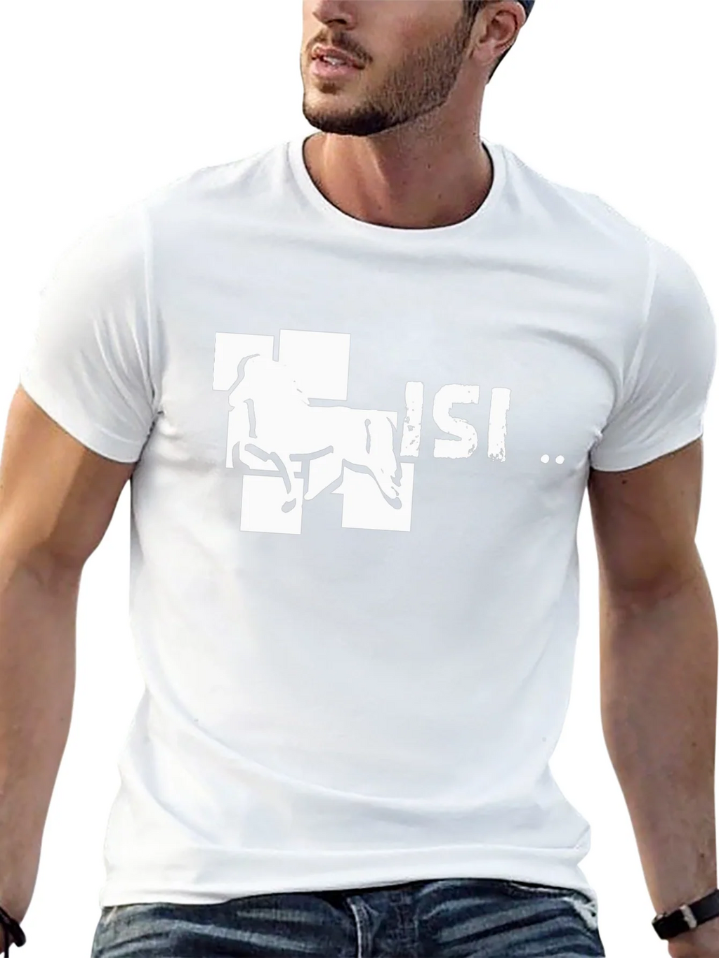 Horse Design Tee - Black Cotton Graphic T-Shirt product image 12