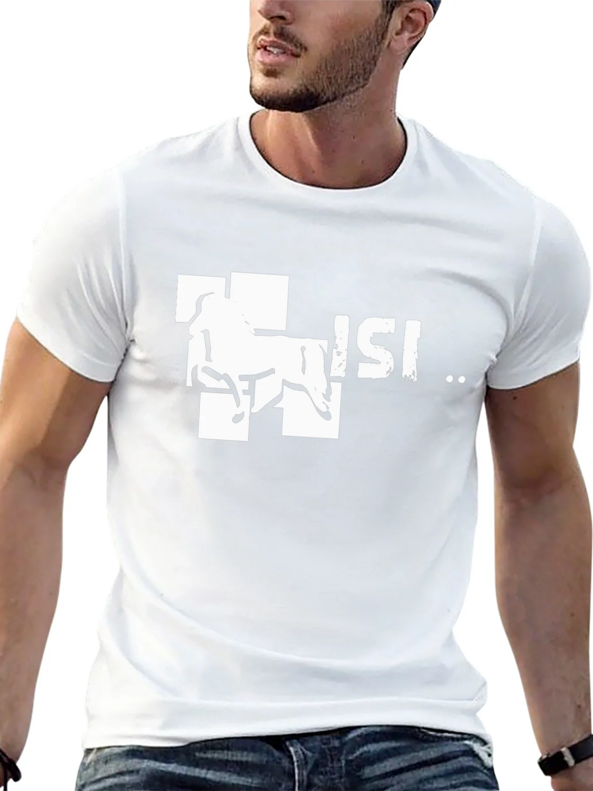 Horse Design Tee - Black Cotton Graphic T-Shirt product image 12