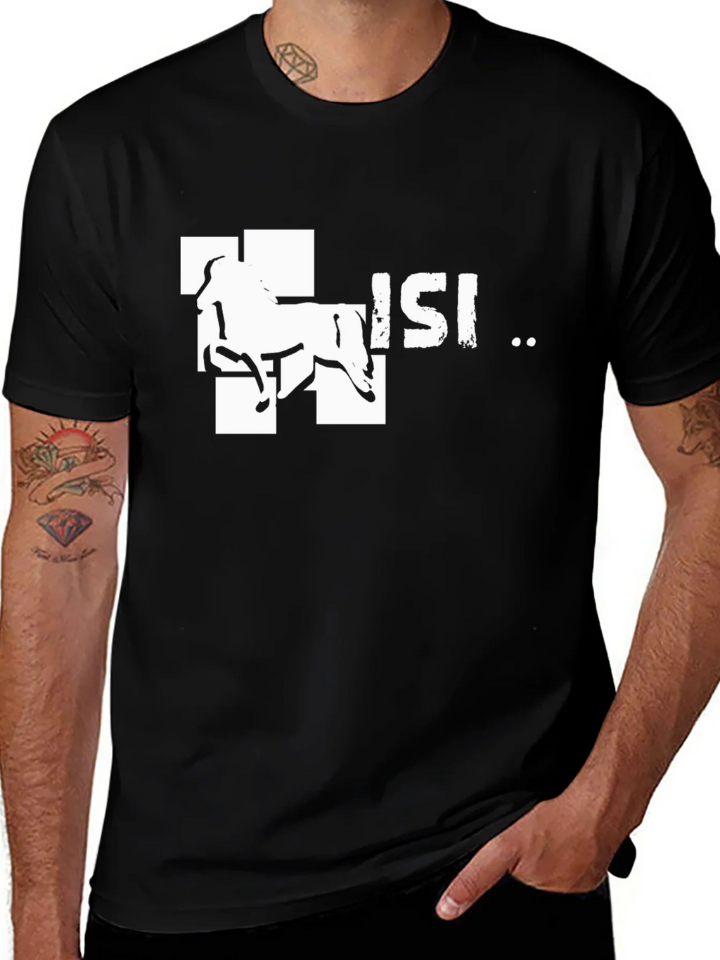 Horse Design Tee - Black Cotton Graphic T-Shirt product image 1