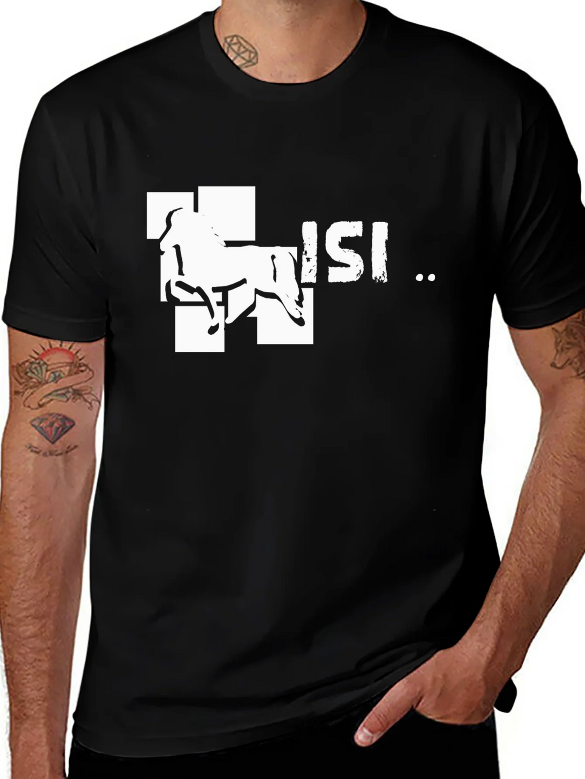Horse Design Tee - Black Cotton Graphic T-Shirt product image 1