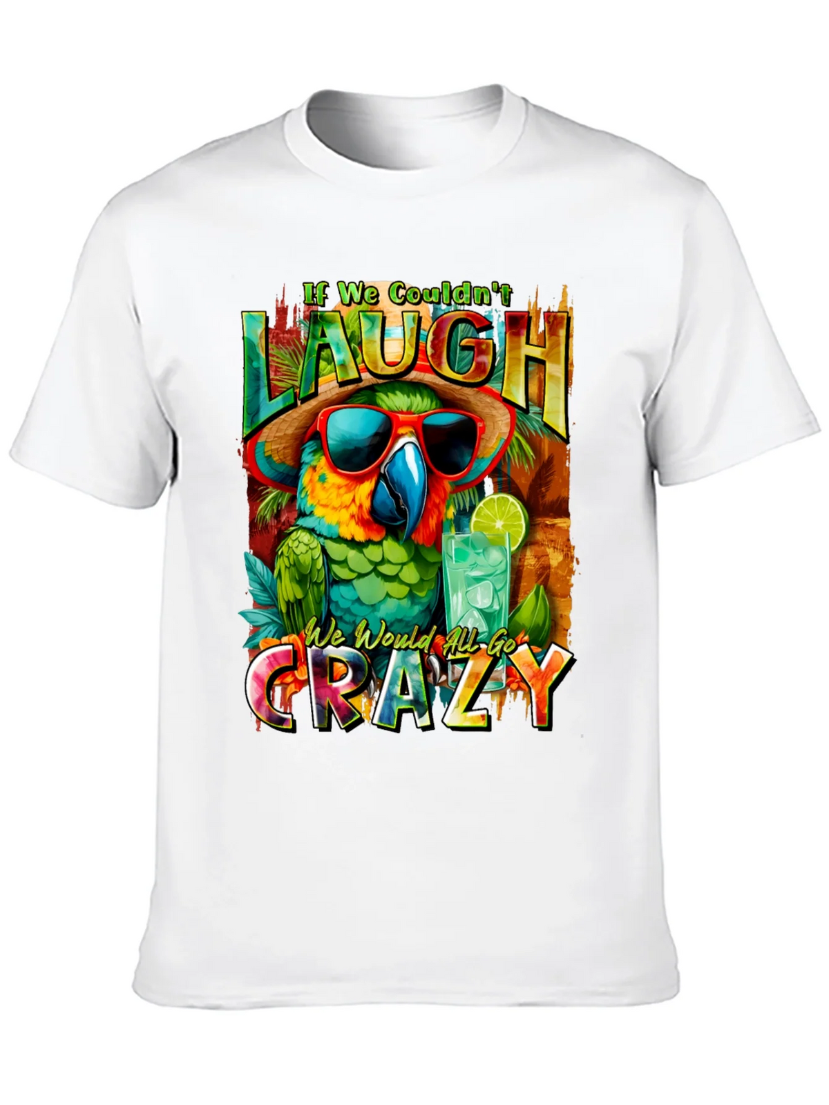 Laugh or Go Crazy Parrot Graphic Tee product image 9
