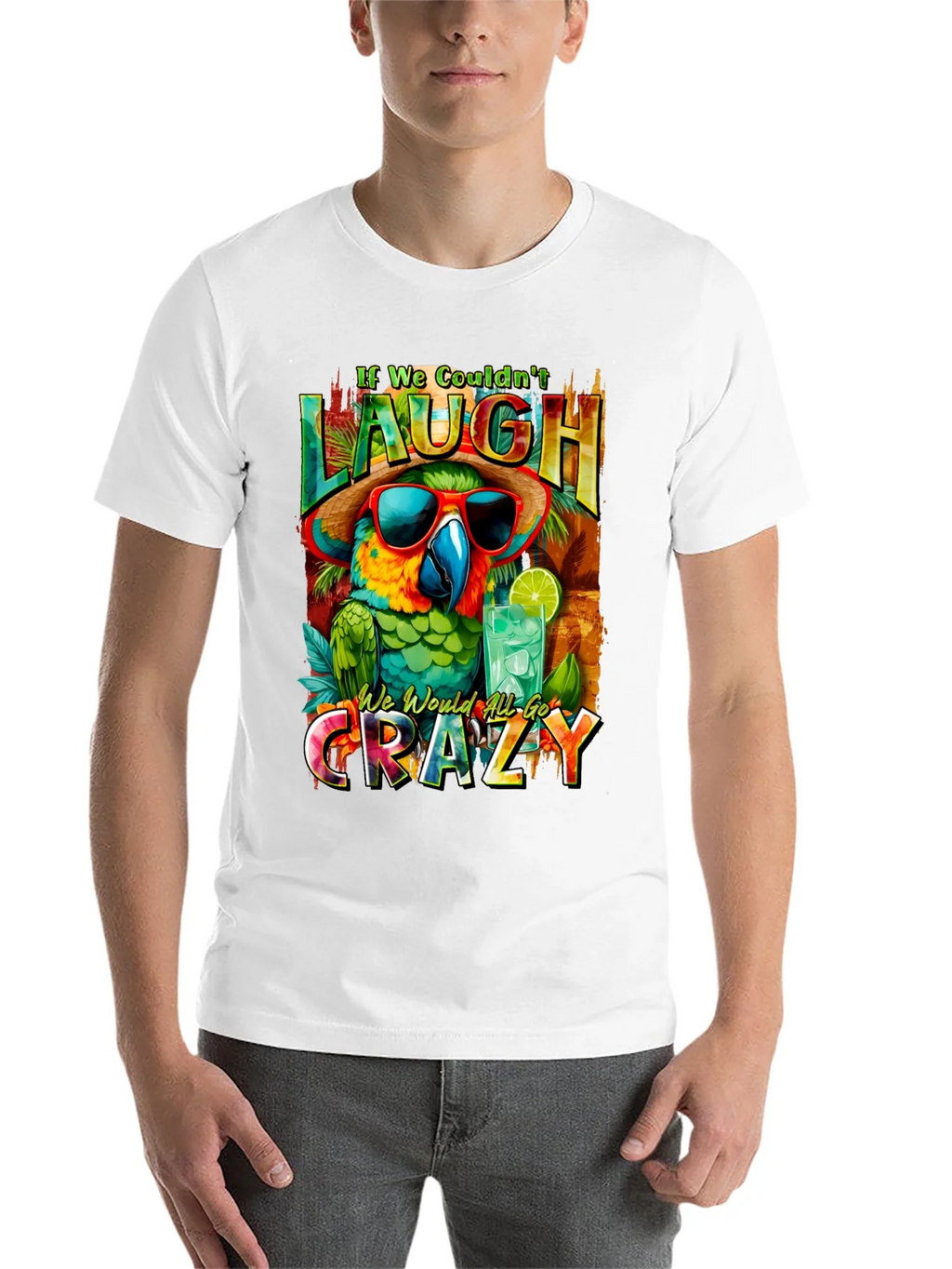 Laugh or Go Crazy Parrot Graphic Tee product image 10