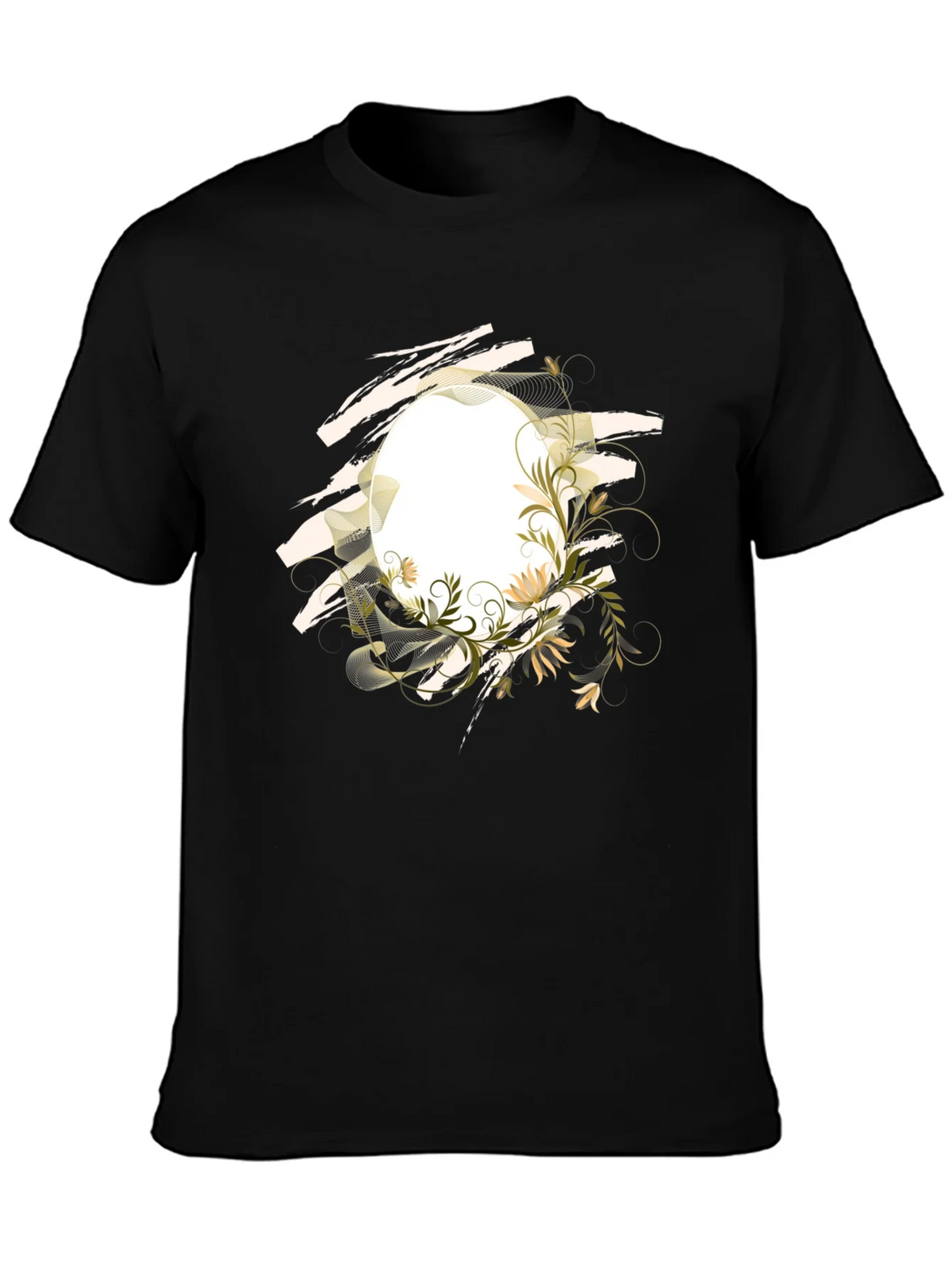 Floral Circle Graphic Tee - Modern Black T-Shirt product image 3