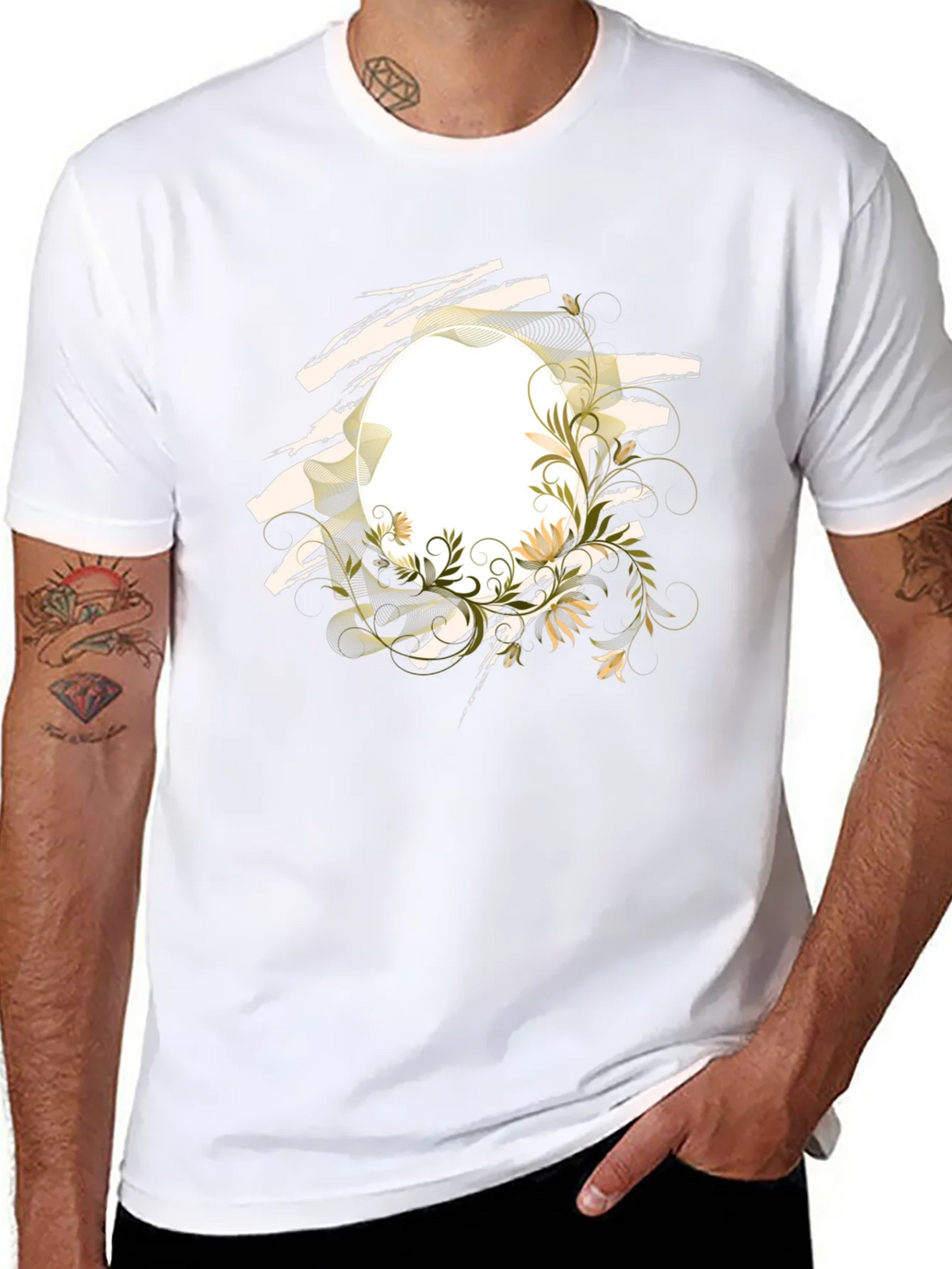 Floral Circle Graphic Tee - Modern Black T-Shirt product image 7