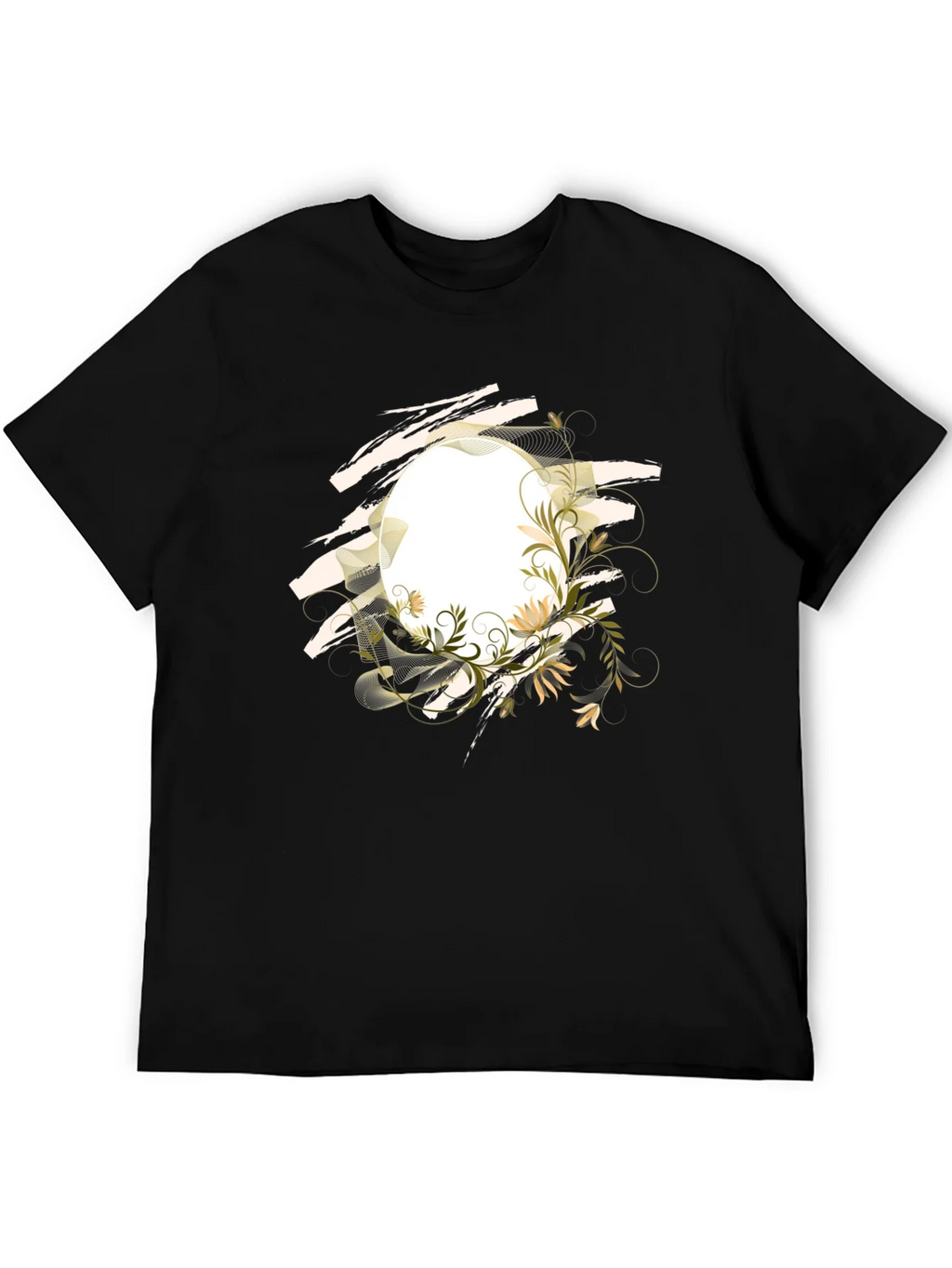Floral Circle Graphic Tee - Modern Black T-Shirt product image 5