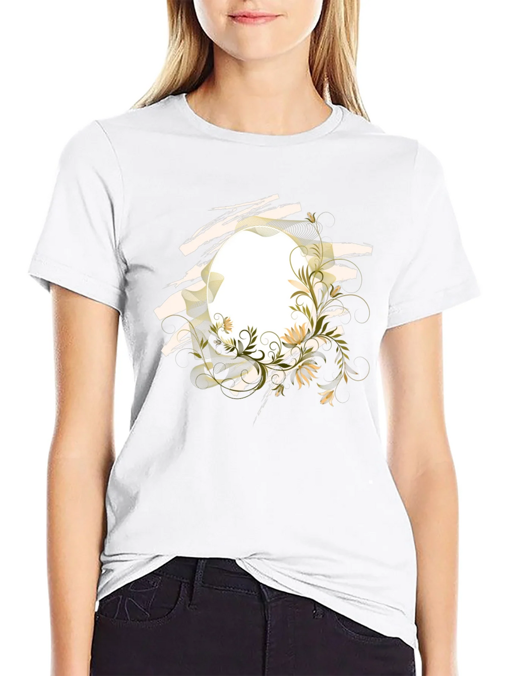Floral Circle Graphic Tee - Modern Black T-Shirt product image 8