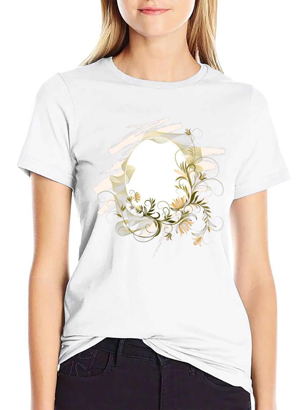 Floral Circle Graphic Tee - Modern Black T-Shirt product image 8