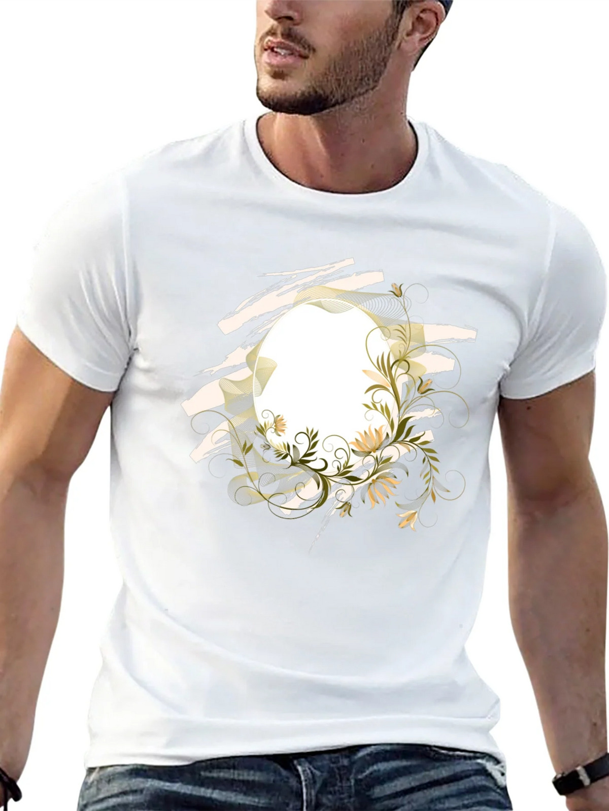 Floral Circle Graphic Tee - Modern Black T-Shirt product image 12