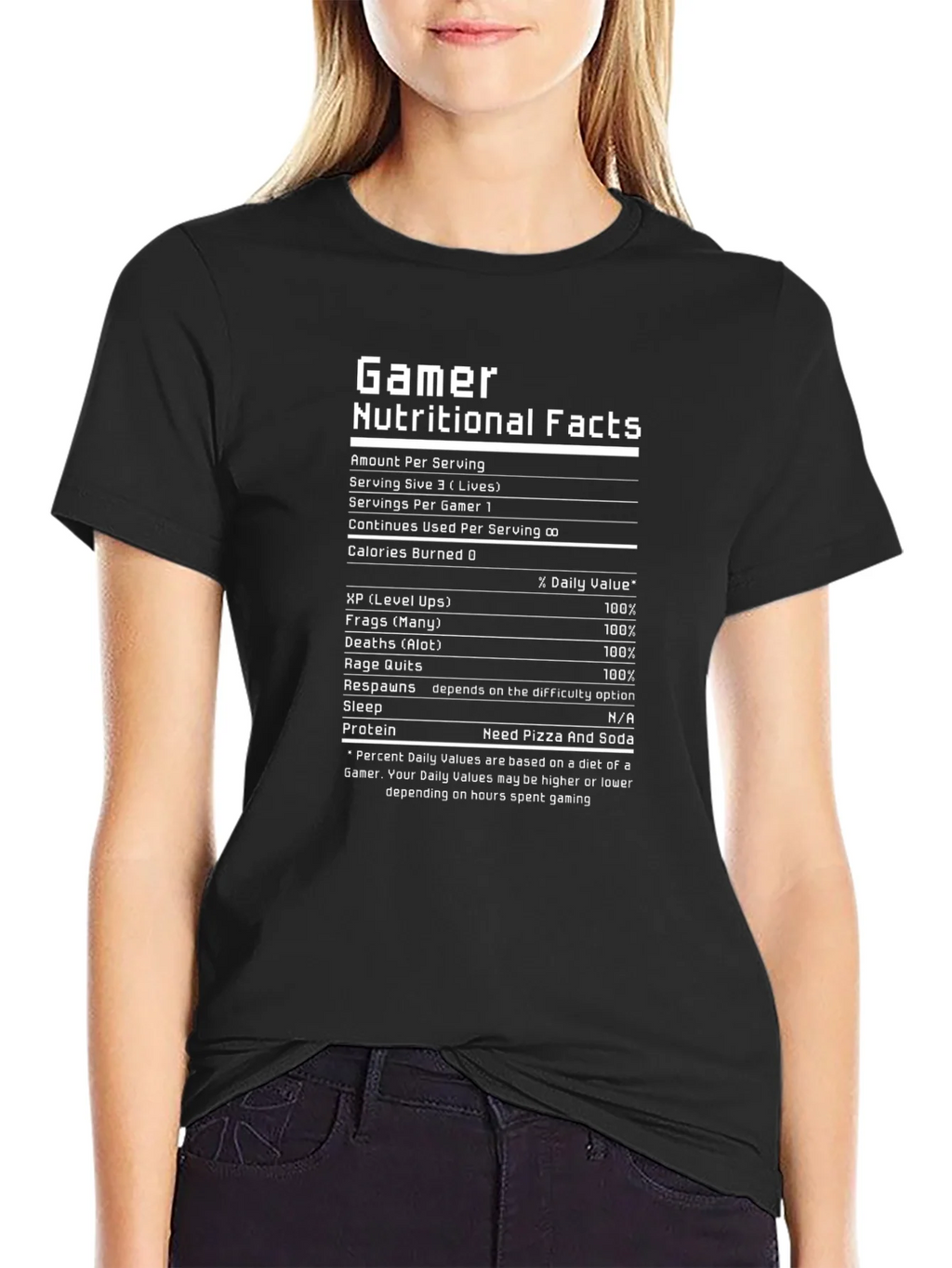 Gamer Nutritional Facts Funny Black T-Shirt product image 2