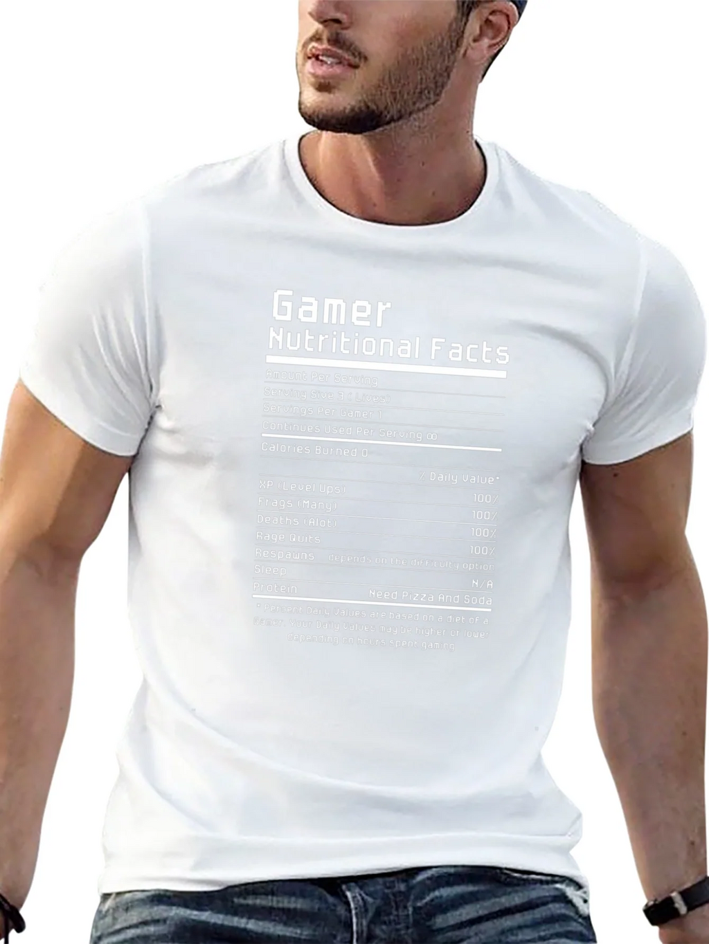 Gamer Nutritional Facts Funny Black T-Shirt product image 12